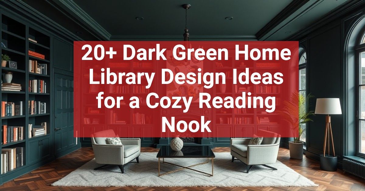 20+ Dark Green Home Library Design Ideas for a Cozy Reading Nook