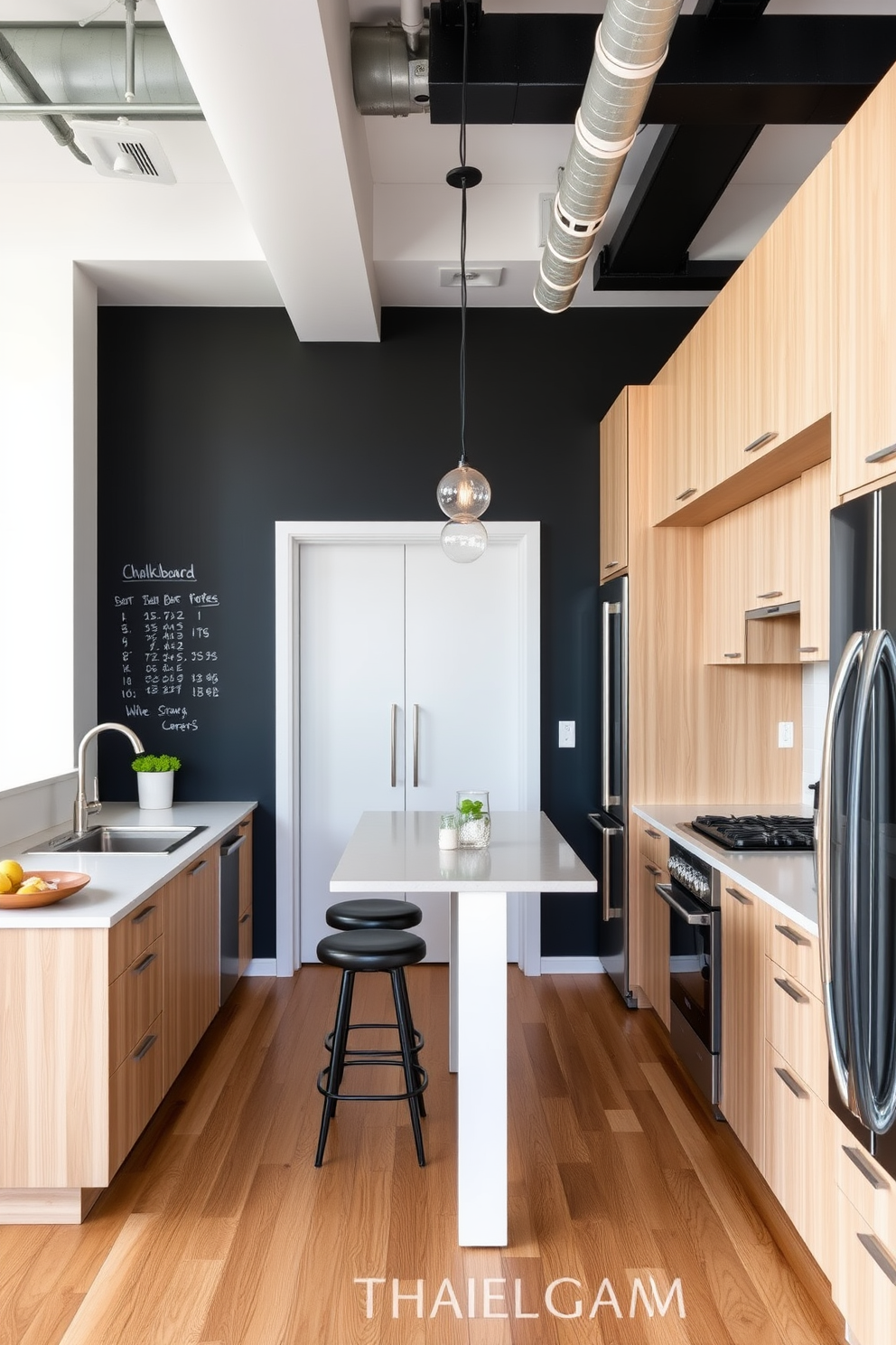 A modern apartment kitchen featuring durable materials for longevity. The countertops are made of quartz with a sleek finish, and the cabinets are constructed from high-quality plywood with a waterproof laminate. The backsplash is a combination of ceramic tiles in neutral tones, providing both style and ease of maintenance. Stainless steel appliances are integrated seamlessly, enhancing the contemporary aesthetic while ensuring durability.