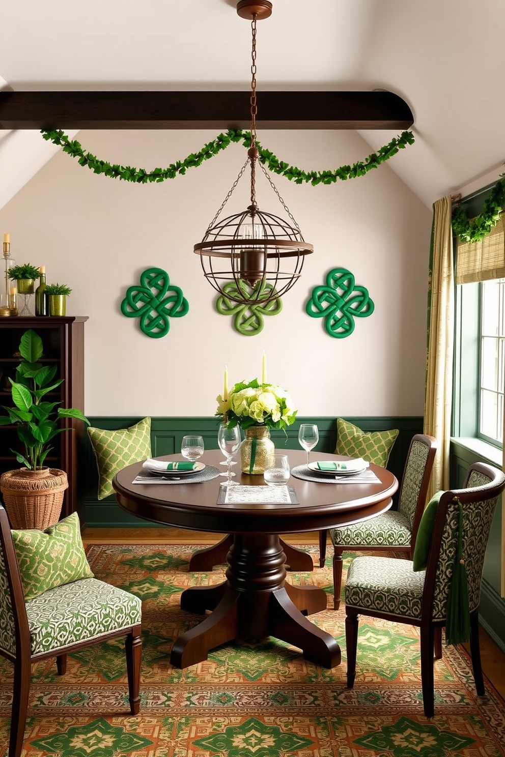 Celtic knot decorations are intricately designed to enhance the elegance of any space. Incorporate these motifs in wall art, textiles, and table settings to create a cohesive theme. For St. Patrick's Day, consider decorating your attic with green accents and festive touches. Use garlands of shamrocks and Celtic knots to evoke the spirit of the holiday while maintaining a sophisticated atmosphere.