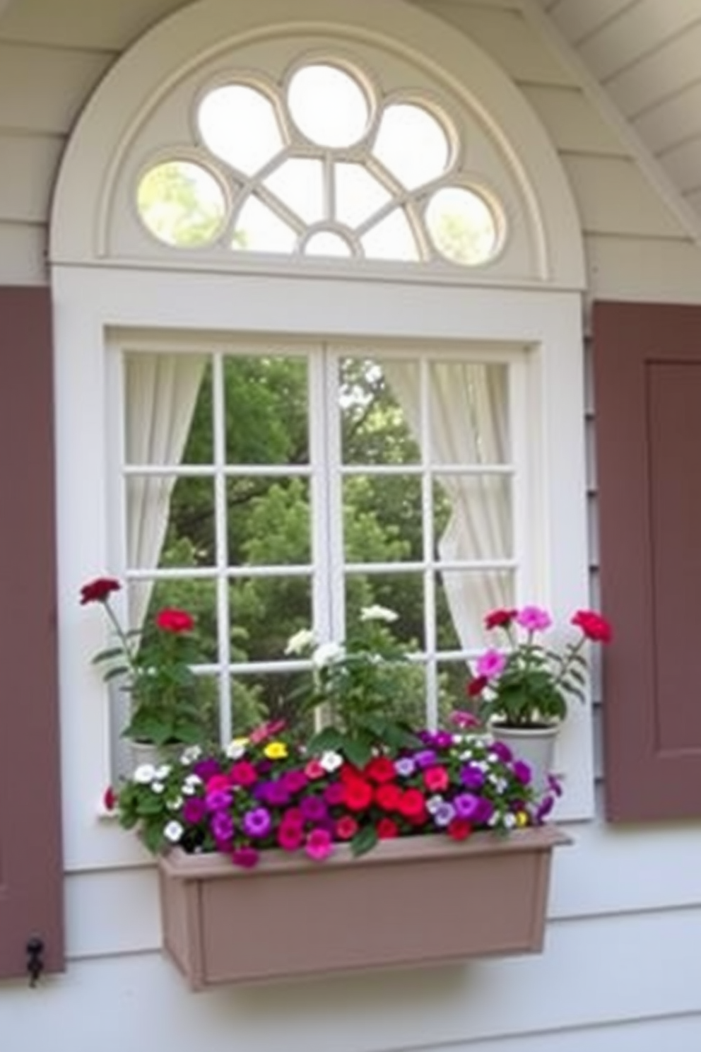 Cottage style windows with flower boxes create a charming and inviting atmosphere. The flower boxes are overflowing with colorful blooms, enhancing the quaint aesthetic of the home. Attic window design ideas incorporate unique shapes and angles to maximize natural light. These windows can be adorned with decorative trim and soft curtains to add a cozy touch to the space.