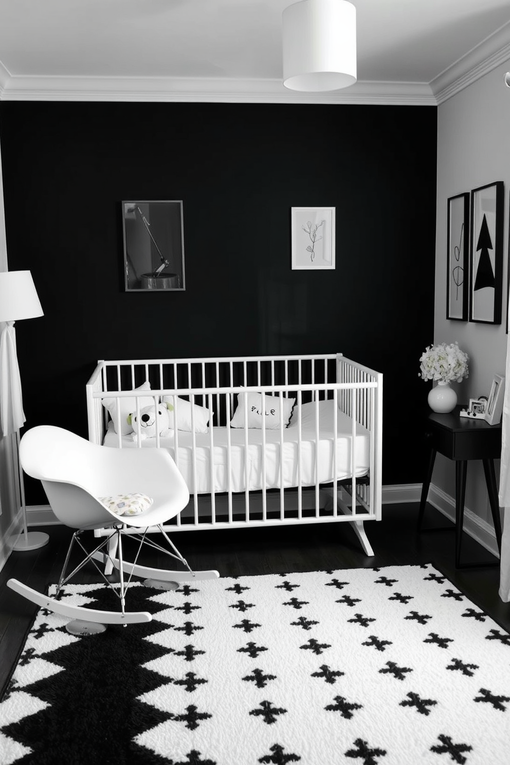 A serene baby bedroom design featuring nature-inspired decor. Soft pastel colors dominate the walls, while lush greenery accents are incorporated through potted plants and wall art depicting tranquil forest scenes. A cozy crib is centered in the room, adorned with a plush blanket and surrounded by gentle lighting. Natural wood furniture complements the theme, creating a warm and inviting atmosphere for the little one.