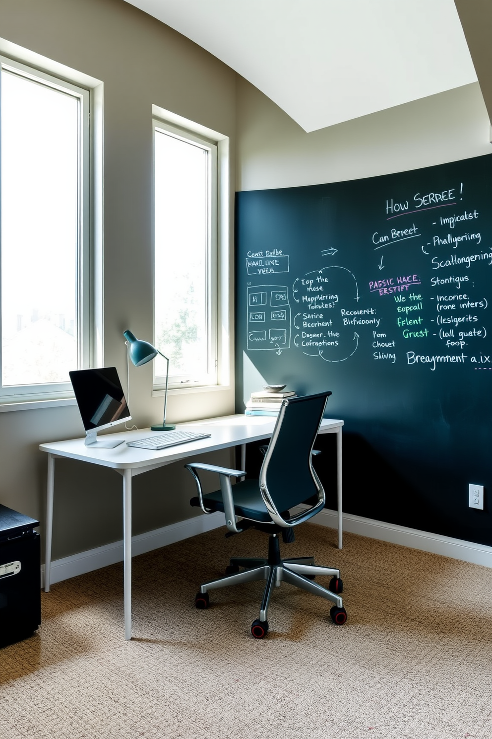 A warm and inviting basement home office features soft lighting that creates a cozy atmosphere. The walls are painted in a soft beige color, while a plush area rug adds comfort underfoot. A large wooden desk sits against one wall, complemented by a comfortable ergonomic chair. Shelves filled with books and decorative items line the opposite wall, enhancing the personal touch of the space.