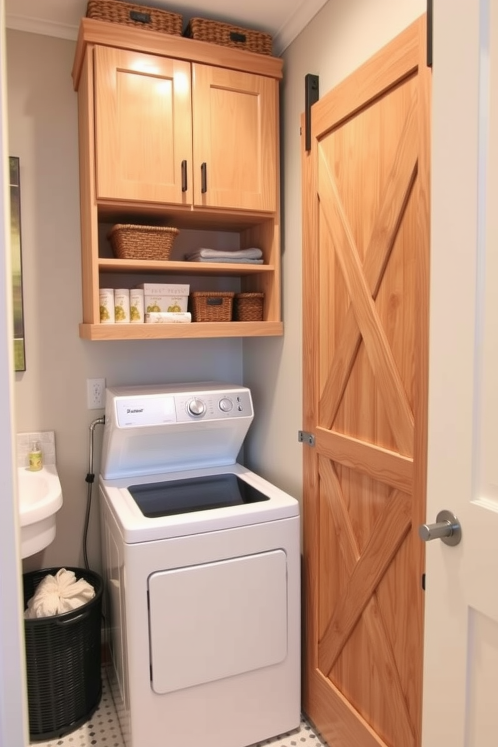 Vertical storage solutions for small areas. Utilize wall-mounted shelves and cabinets to maximize space while keeping items organized and accessible. Bathroom Laundry Room Combo Design Ideas. Incorporate a stacked washer and dryer unit with cabinetry above for storage, and use a sliding barn door to save space while adding style.