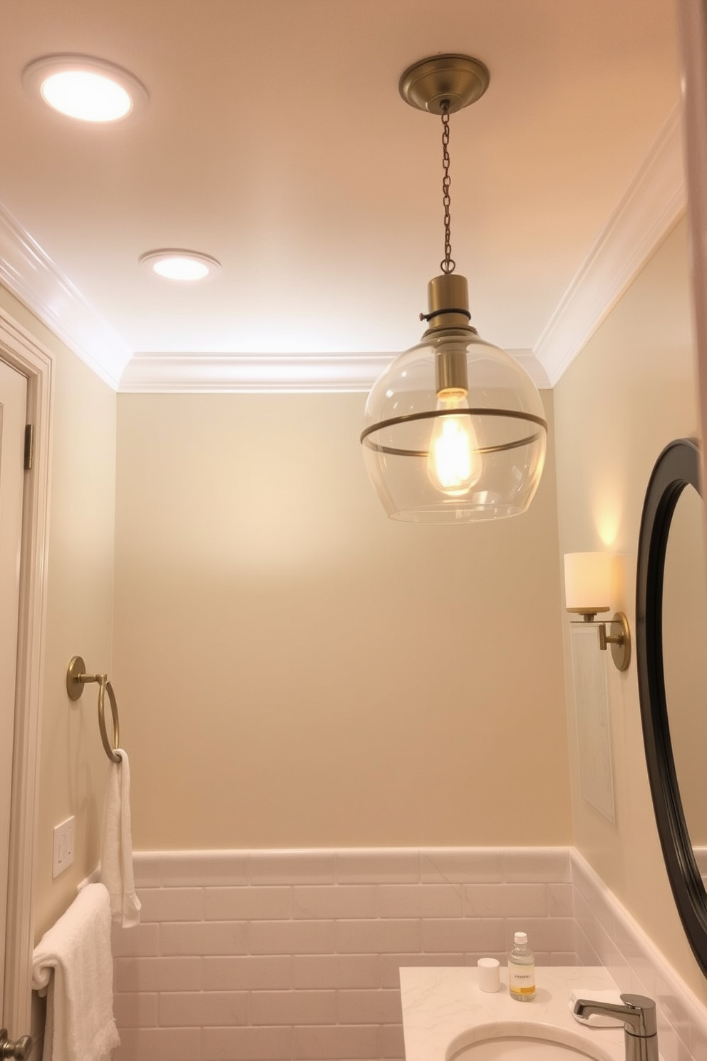 Layered lighting enhances the functionality and aesthetics of a bathroom. Consider a combination of recessed ceiling lights, wall sconces, and a statement pendant fixture to create a warm and inviting atmosphere. Incorporate dimmable options to adjust the brightness for different tasks. Use warm white bulbs to complement the overall design and create a relaxing ambiance.