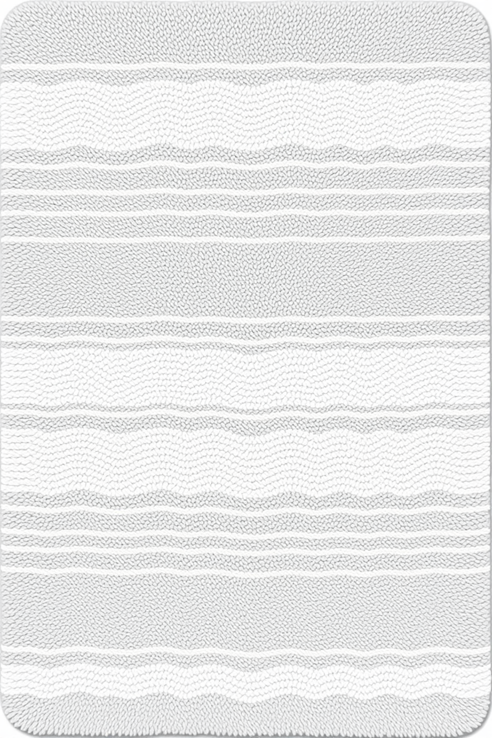 A classic bathroom rug design featuring elegant stripes in soft pastel colors. The rug is plush and inviting, complementing the overall decor with a timeless appeal. The stripes are evenly spaced, creating a harmonious balance between style and comfort. This design enhances the aesthetic of the bathroom while providing a cozy feel underfoot.