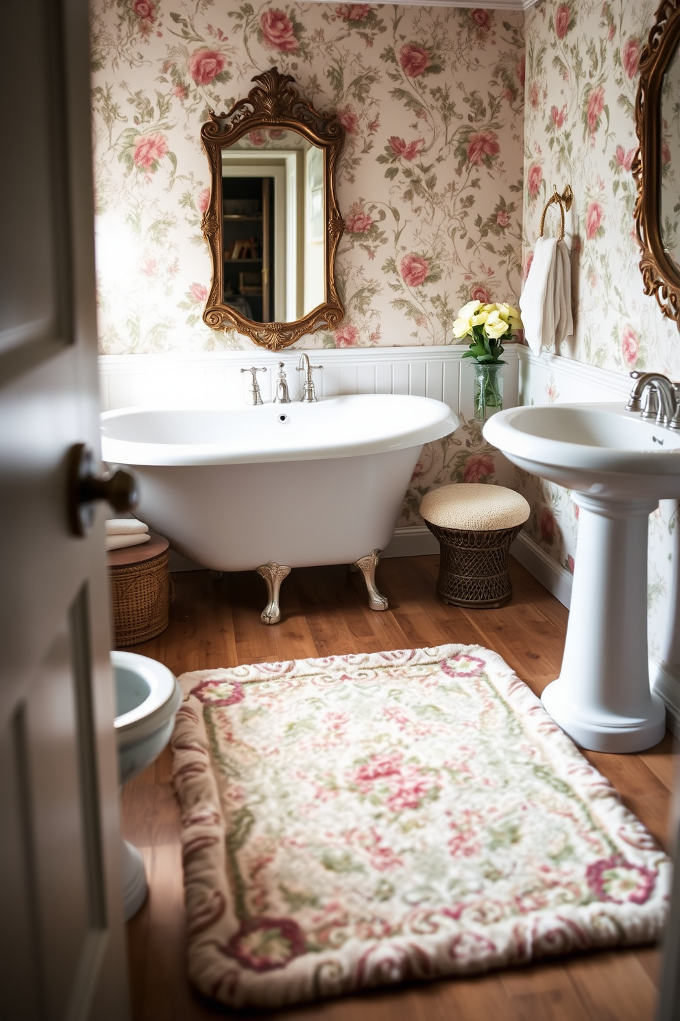 A serene bathroom space featuring a natural fiber rug that adds warmth and texture to the floor. The rug complements the earthy tones of the decor, enhancing the eco-friendly atmosphere of the room. The bathroom showcases a variety of rug designs made from sustainable materials. Each rug is thoughtfully placed to create a cozy and inviting environment while maintaining a stylish aesthetic.