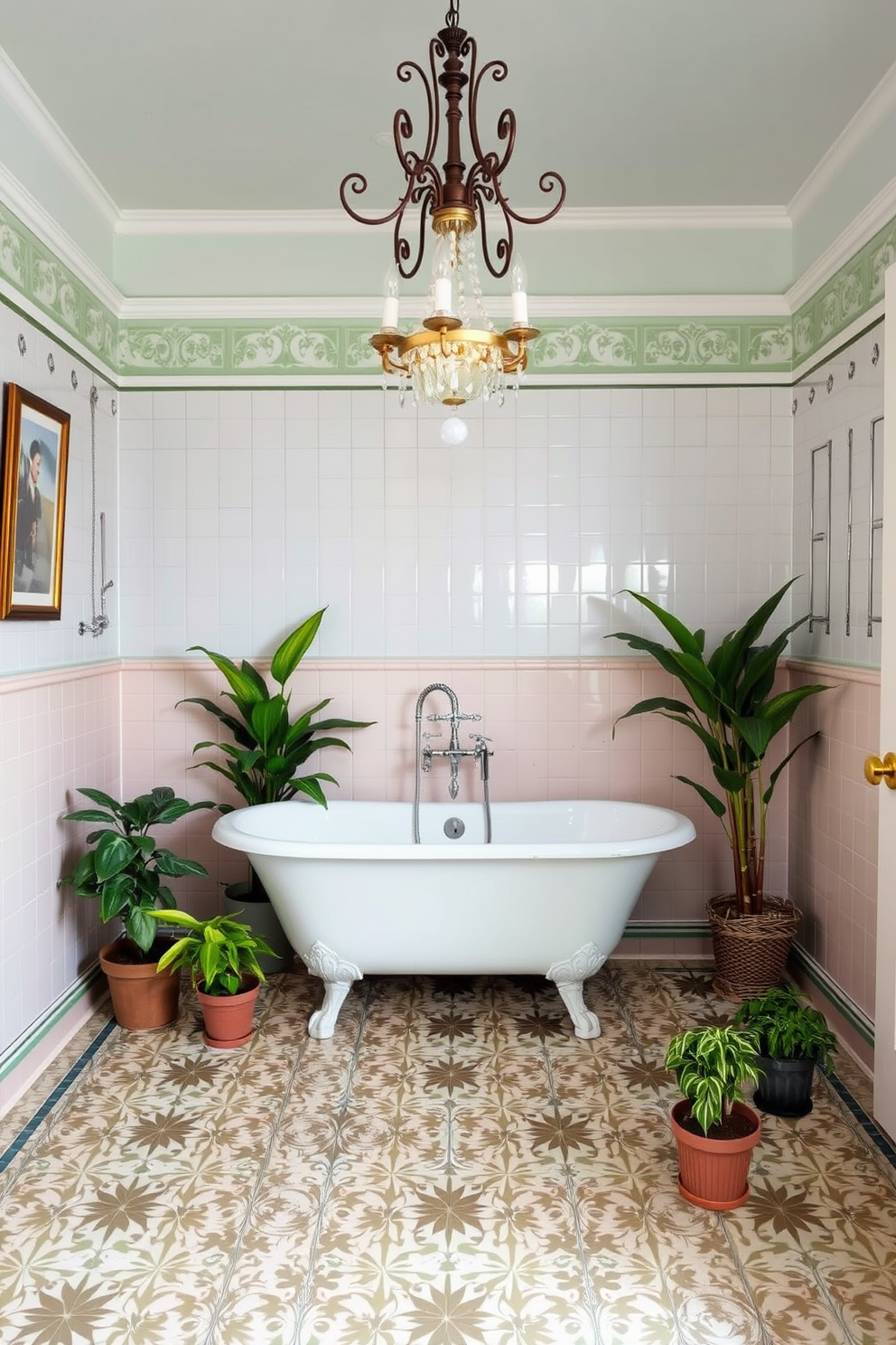 A stunning bathroom space featuring textured tiles that create a sense of depth and dimension. The walls are adorned with a mix of matte and glossy tiles in soft earth tones, while the floor showcases a unique geometric pattern that draws the eye. Incorporate a sleek freestanding bathtub positioned against a feature wall of textured tiles. The lighting is warm and inviting, highlighting the intricate details of the tile design and creating a serene atmosphere.