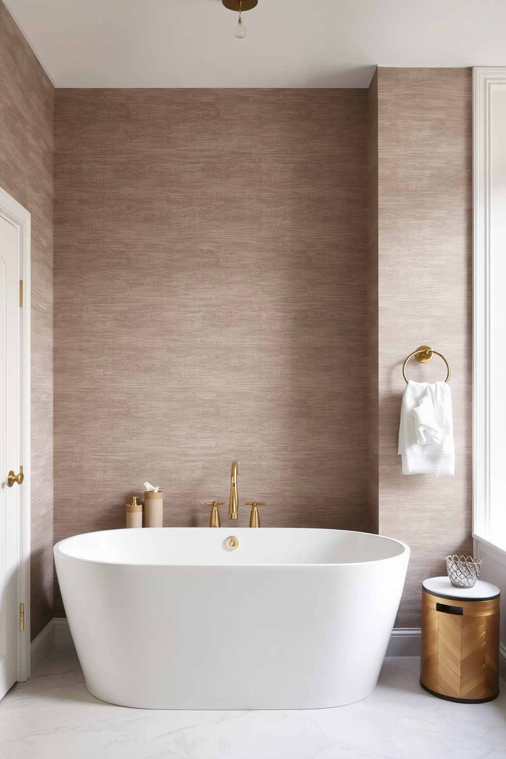 Textured wallpapers create a stunning backdrop that adds depth and character to any bathroom. Choose a subtle pattern in soft colors to enhance the overall ambiance while maintaining a sense of tranquility. Consider using a combination of geometric and organic designs to create visual interest. Pair the wallpaper with elegant fixtures and complementary accessories to complete the look.