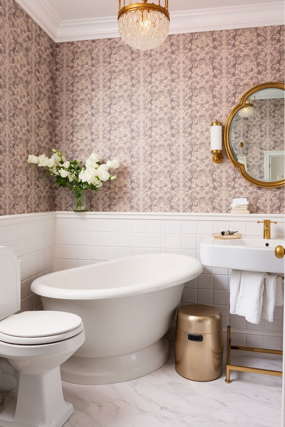 A stunning bathroom featuring vibrant mosaic patterns that create a unique twist on traditional design. The walls are adorned with intricate tile work in various colors, blending seamlessly with elegant fixtures. The ceiling is accented with a soft, ambient light that enhances the rich textures of the mosaic. A contemporary freestanding tub sits in the center, surrounded by lush greenery for a spa-like atmosphere.