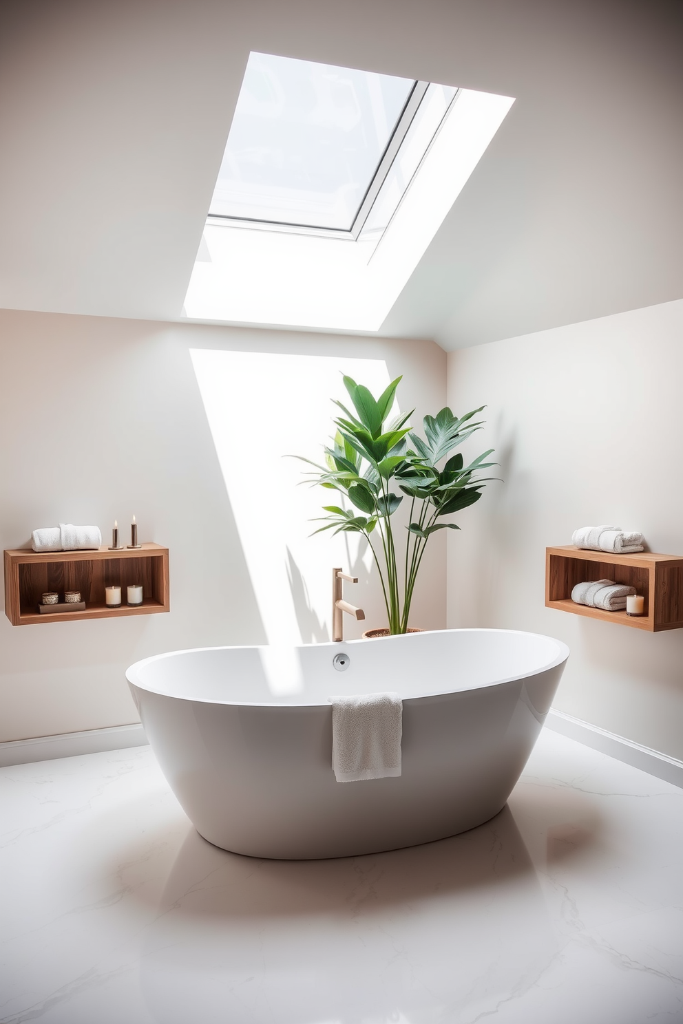 A luxurious bathroom featuring a freestanding tub surrounded by intricate artistic tiles in vibrant colors. The walls are adorned with soft neutral tones, and large windows allow natural light to flood the space, highlighting the beauty of the tile work.