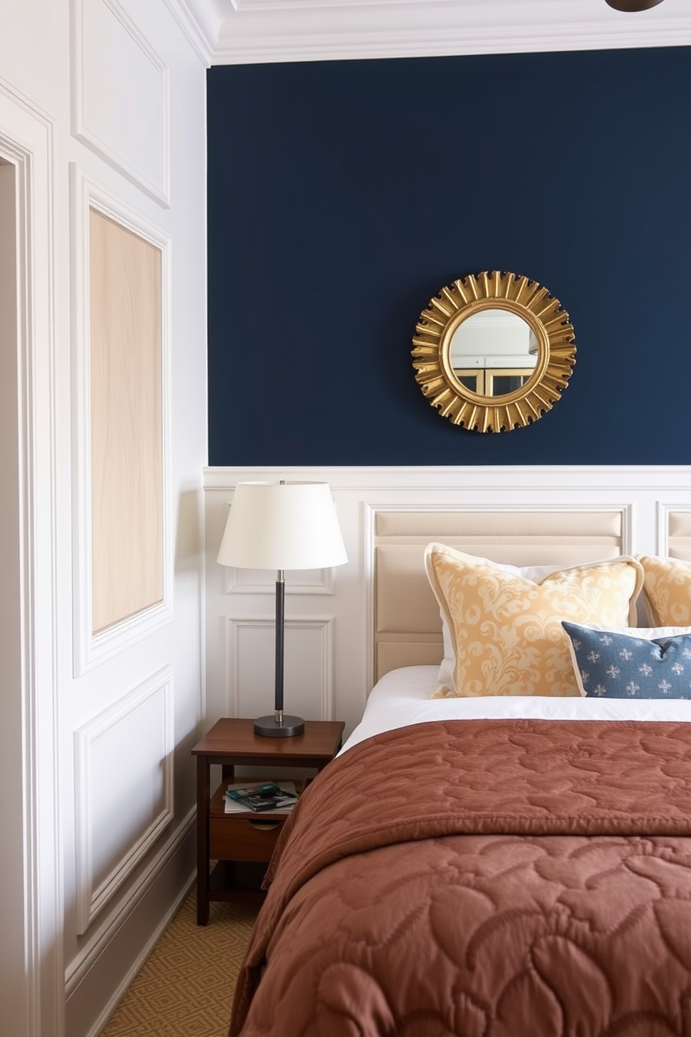 A stunning bedroom features an accent wall made of reclaimed wood that adds warmth and character to the space. The natural texture of the wood contrasts beautifully with soft, neutral-colored furnishings and decor. The bed is positioned against the reclaimed wood wall, creating a focal point that draws the eye. Subtle lighting highlights the grain of the wood, enhancing the overall ambiance of the room.