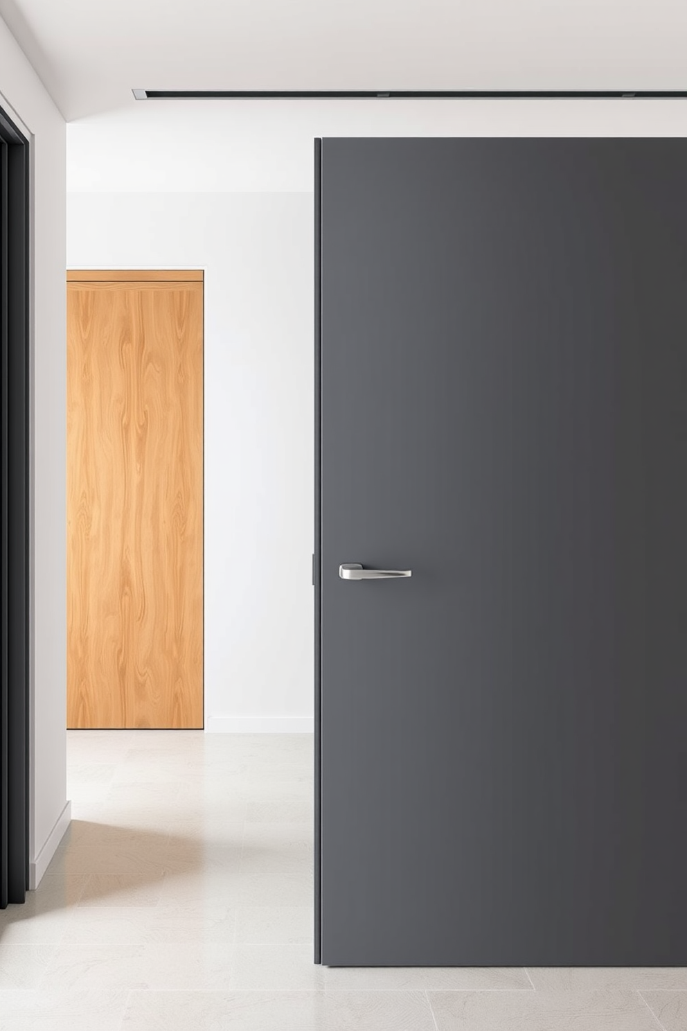 A collection of minimalist doors designed for sleek simplicity. Each door features clean lines and a smooth finish, enhancing the overall aesthetic of modern interiors.