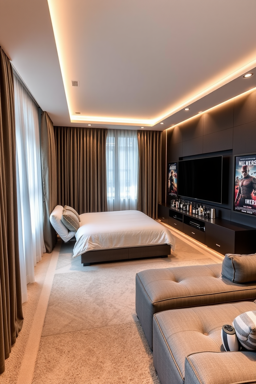 A cozy corner in a bedroom featuring a vintage arcade game machine as the focal point. The walls are adorned with retro gaming posters, and a plush bean bag chair sits nearby for comfortable seating. The space is illuminated by soft LED strip lights that enhance the nostalgic vibe. A small side table holds a collection of classic gaming magazines, completing the man cave design.