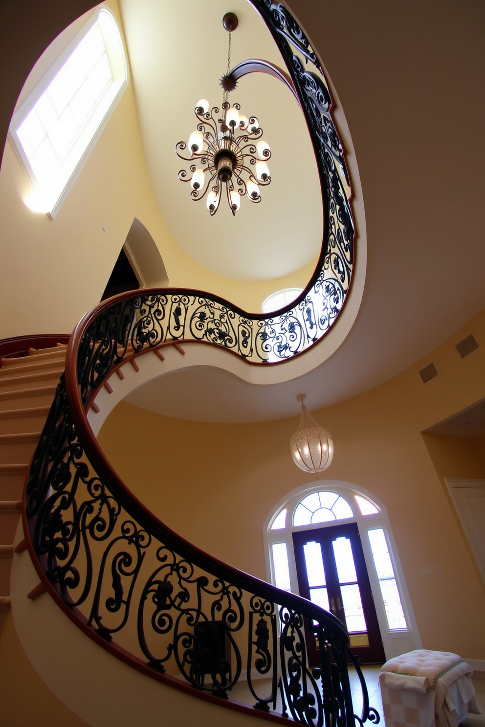 A stunning bespoke staircase featuring floating wooden treads illuminated by soft LED lighting. The treads are crafted from rich hardwood, creating a warm and inviting atmosphere that enhances the overall design of the space.