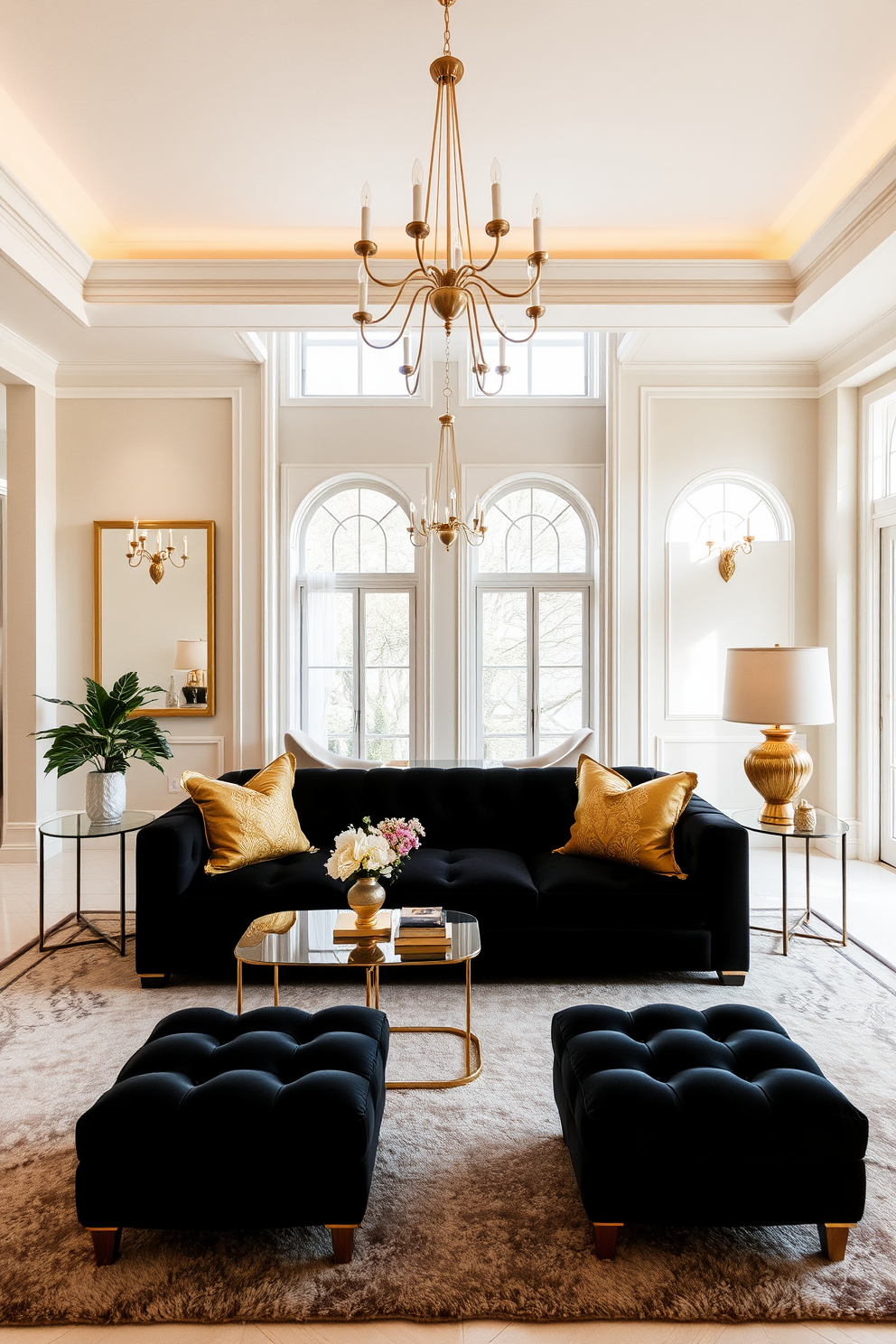 A cozy living room featuring natural wood elements that exude warmth and comfort. The space includes a sleek black couch complemented by wooden accents such as a coffee table and shelving. Large windows allow natural light to flood the room, enhancing the inviting atmosphere. Soft textiles and greenery add texture and life to the overall design, creating a harmonious balance.