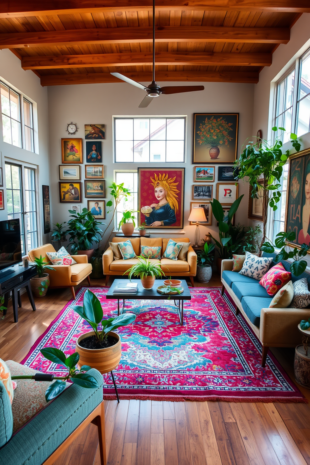 A stylish California living room features artisan-crafted furniture that embodies unique style and character. The space is filled with natural light, showcasing a blend of warm wood tones and soft textiles that create a welcoming atmosphere.