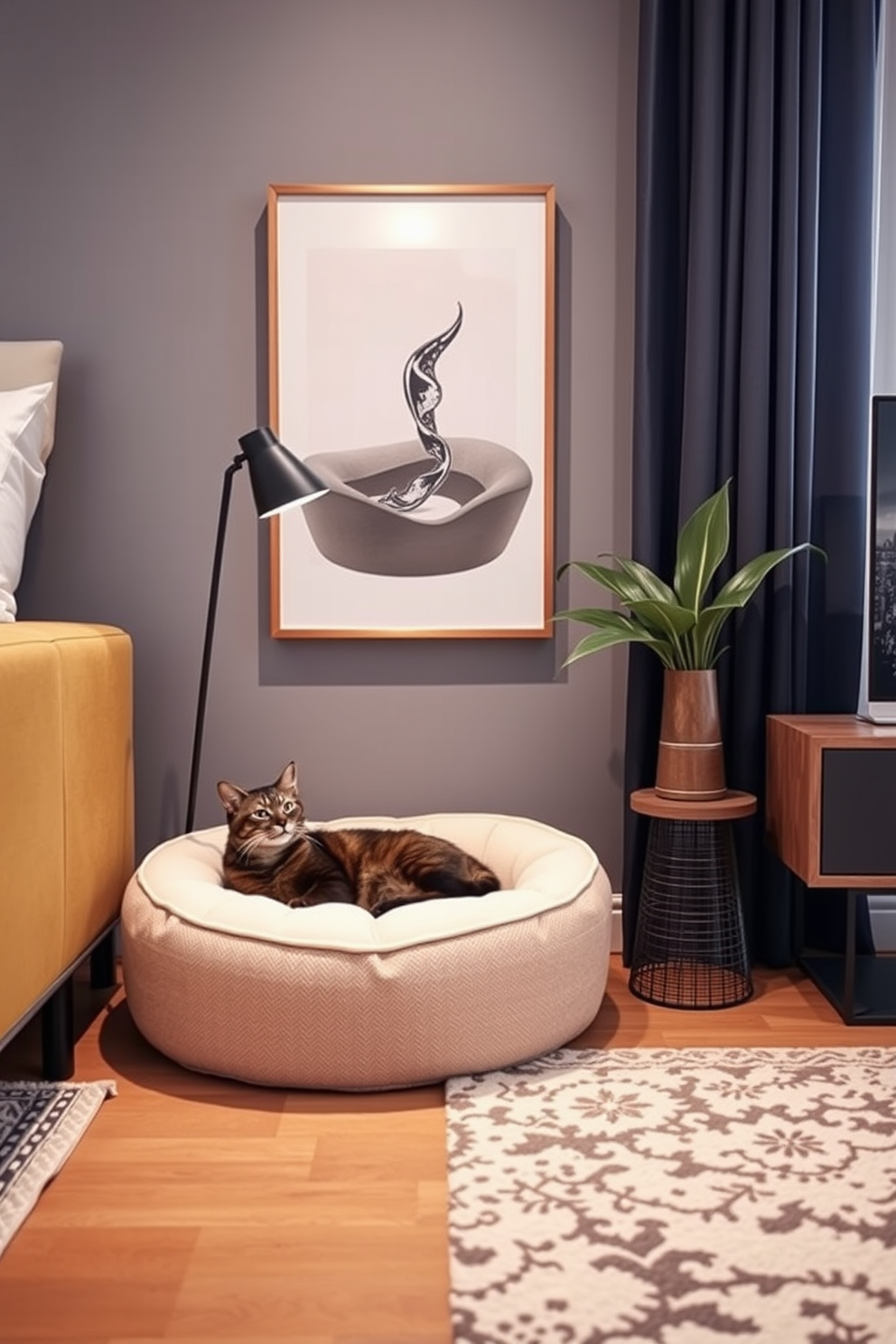 Chic cat beds that seamlessly blend with the decor are essential for any stylish cat lover's home. Imagine a cozy corner with a plush cat bed featuring a neutral fabric that complements the surrounding furniture and color scheme. For the cat lover apartment design, envision an open living space where modern aesthetics meet feline comfort. Incorporate stylish cat furniture that enhances the apartment's design while providing playful and relaxing spots for your furry friends.