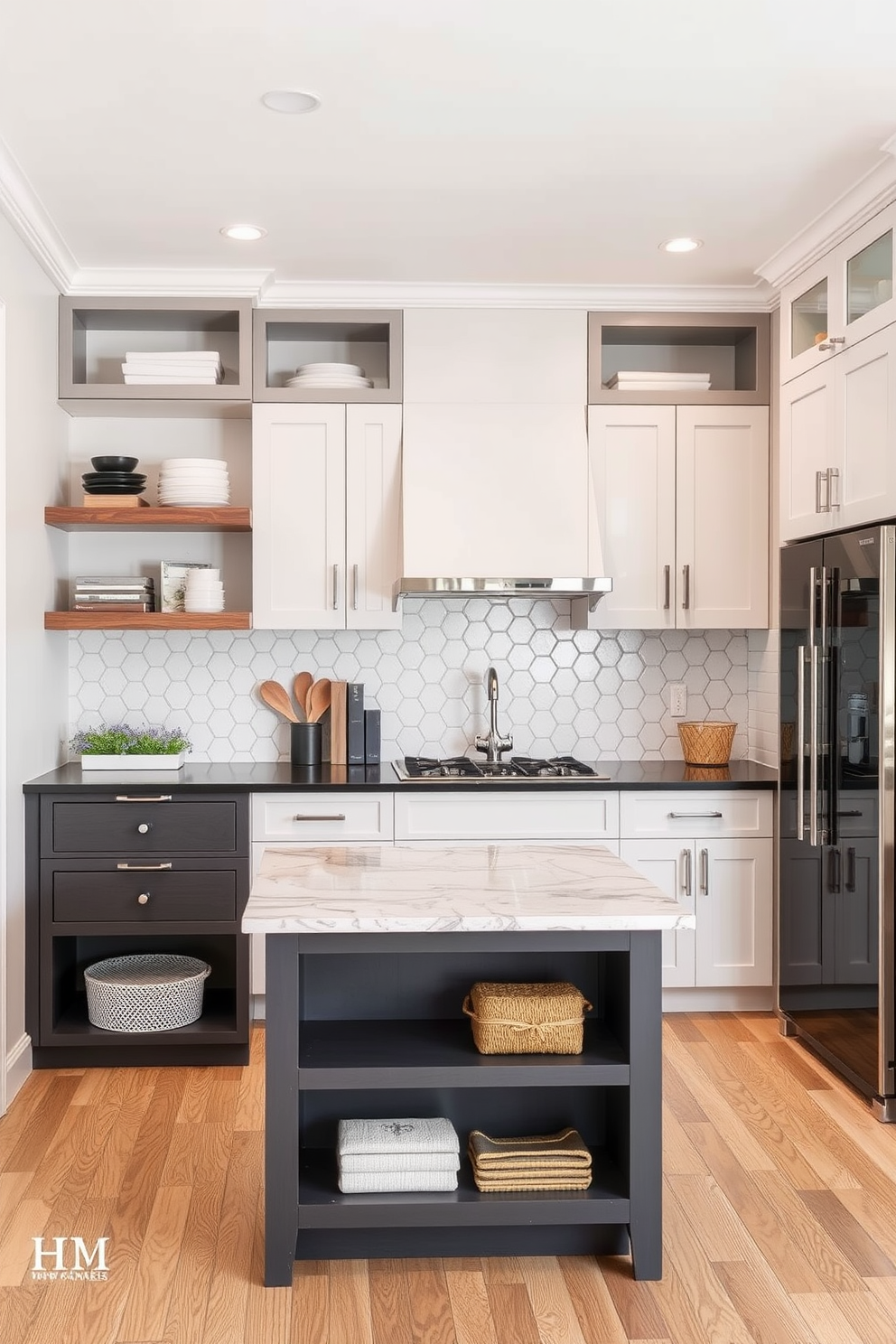 A modern chef kitchen designed with sustainable materials. The cabinetry is made from reclaimed wood, and the countertops feature recycled glass with an elegant finish. Energy-efficient appliances are integrated seamlessly into the design, promoting eco-friendly cooking practices. Natural light floods the space through large windows, highlighting the organic textures and earthy color palette.