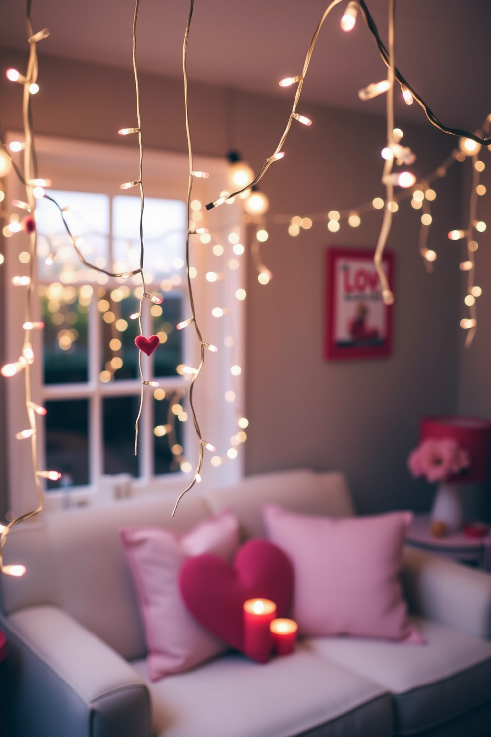 Hanging fairy lights create a magical ambiance in any space. They can be draped across the ceiling or wrapped around furniture for a whimsical touch. For Valentine's Day decorating ideas, consider using soft pink and red accents throughout the room. Incorporate heart-shaped decor and romantic candles to enhance the festive atmosphere.