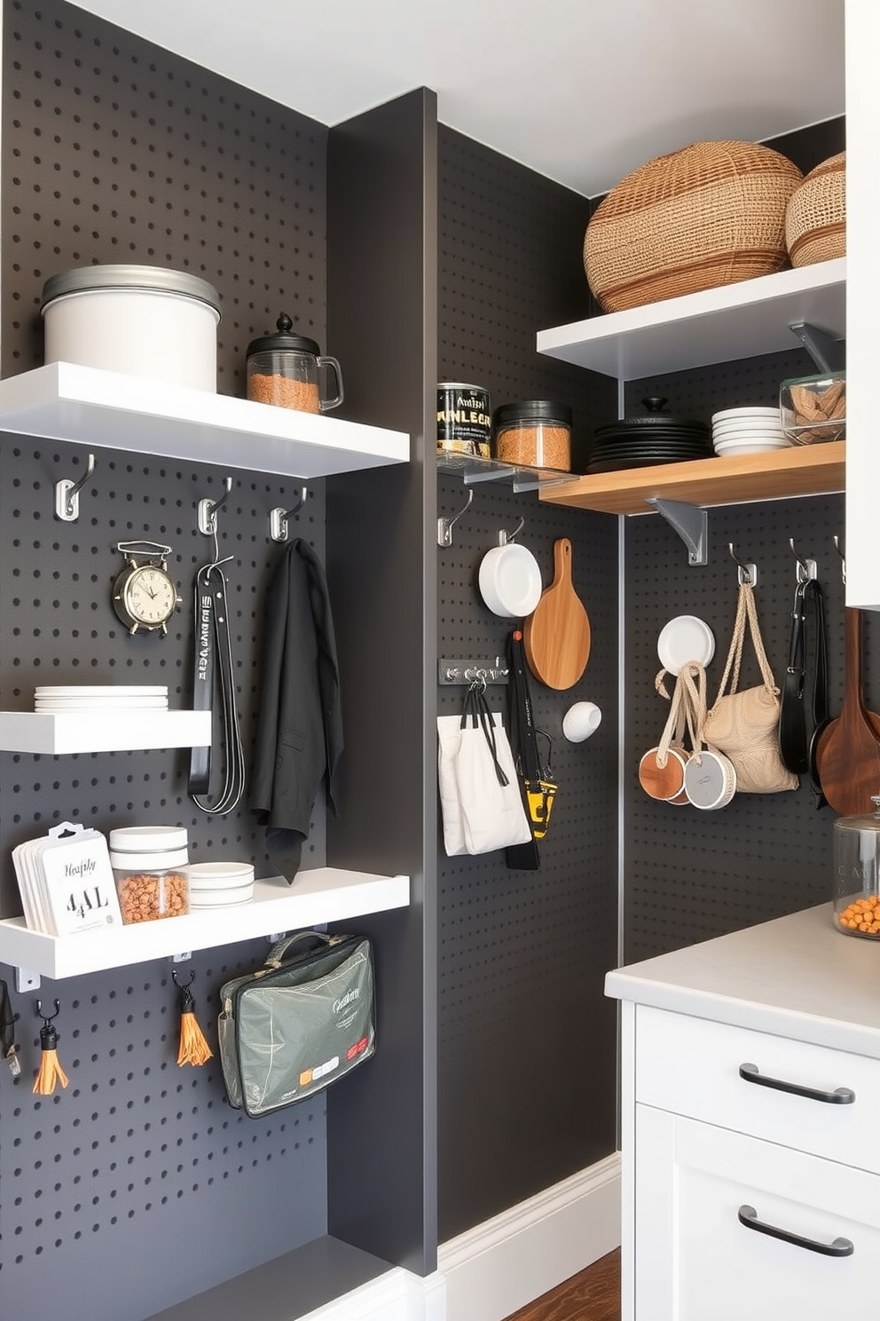 A modern condo pantry featuring vertical dividers specifically designed for baking sheets. The cabinetry is sleek with a light wood finish, and the dividers are adjustable to accommodate various sheet sizes.