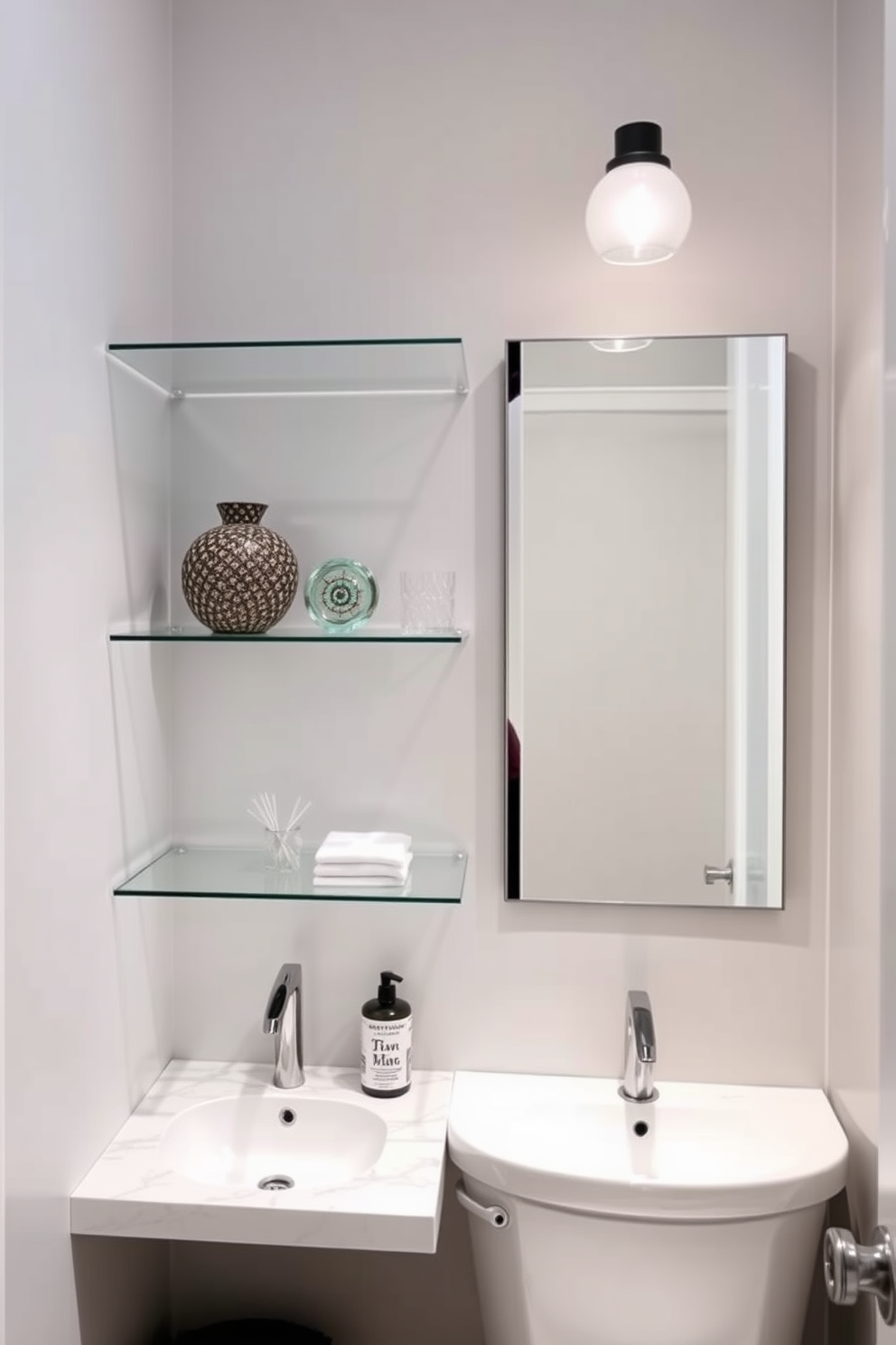 Textured wall paneling creates a stunning backdrop that adds depth and interest to a contemporary powder room. The space features sleek fixtures, a floating vanity with a modern sink, and stylish lighting that enhances the overall aesthetic.