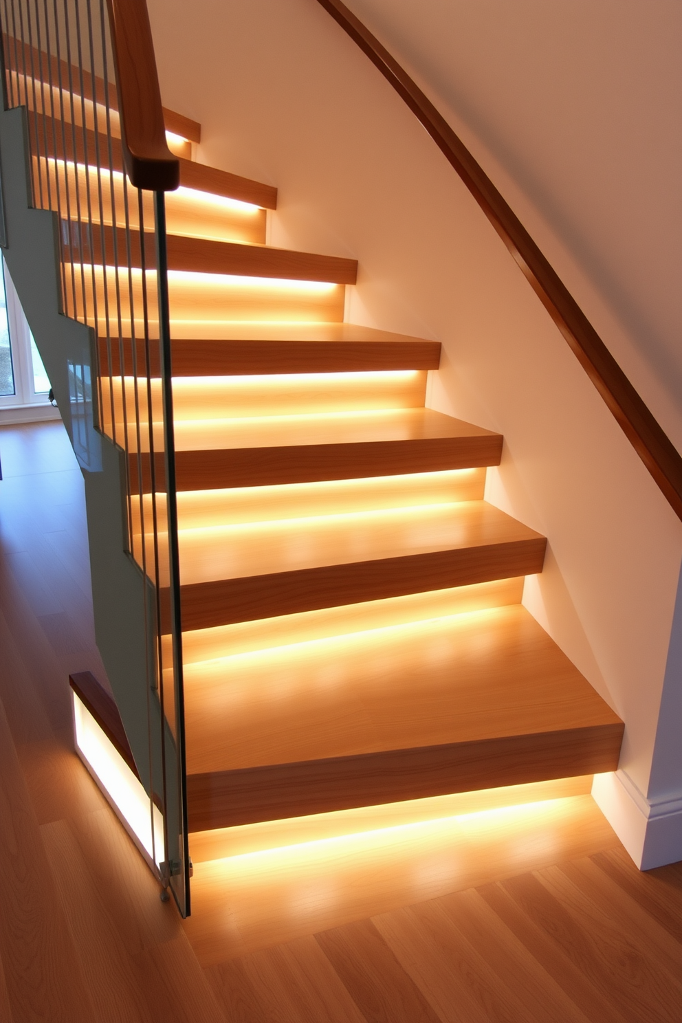 A stunning staircase featuring artistic metalwork railings that seamlessly blend elegance with modern design. The staircase is adorned with sleek wooden steps and a minimalist landing area that enhances the overall aesthetic.