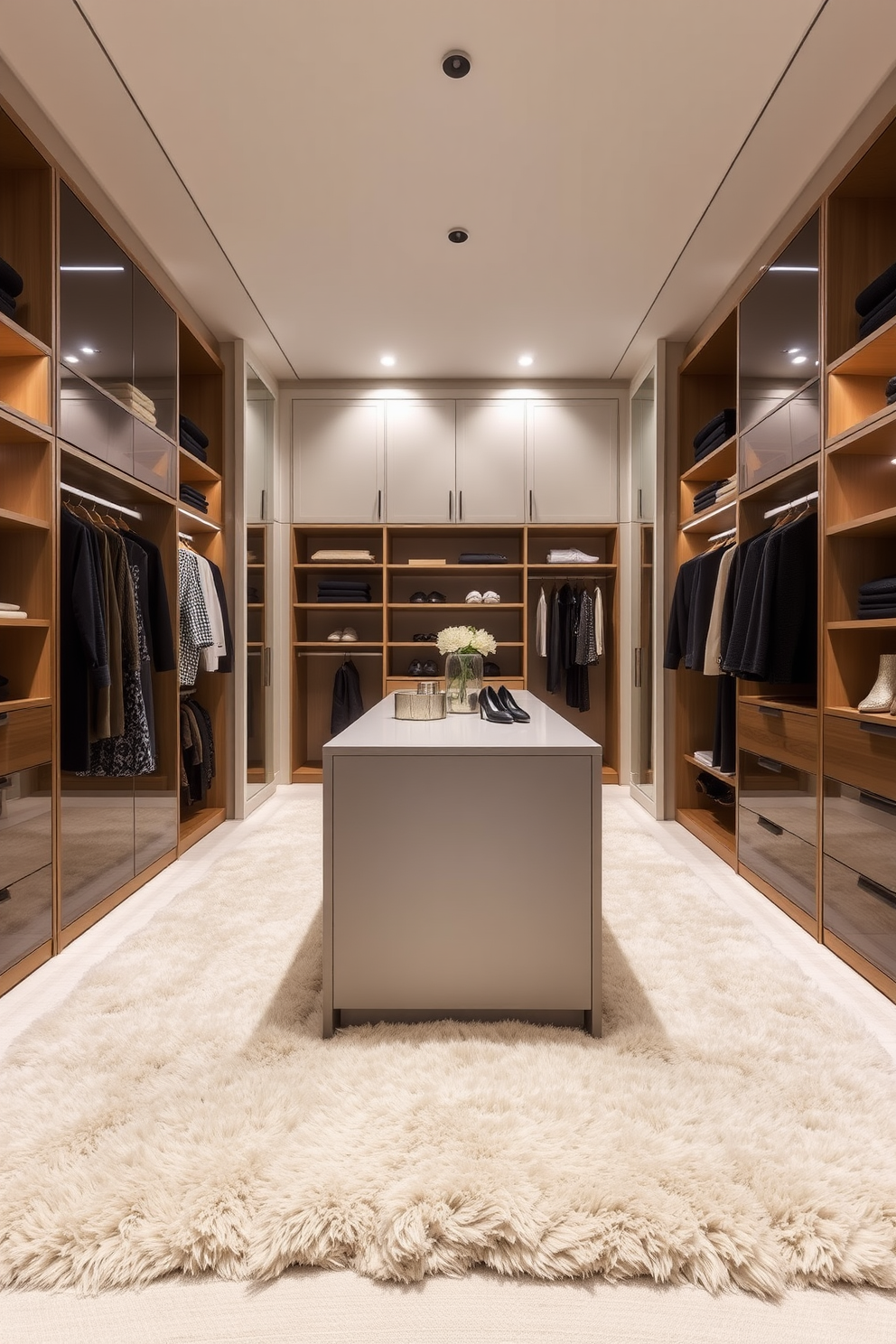 A contemporary walk-in closet features stylish hooks elegantly arranged on the walls for displaying accessories. The space is enhanced with soft lighting and a sleek, minimalist design that emphasizes organization and accessibility.