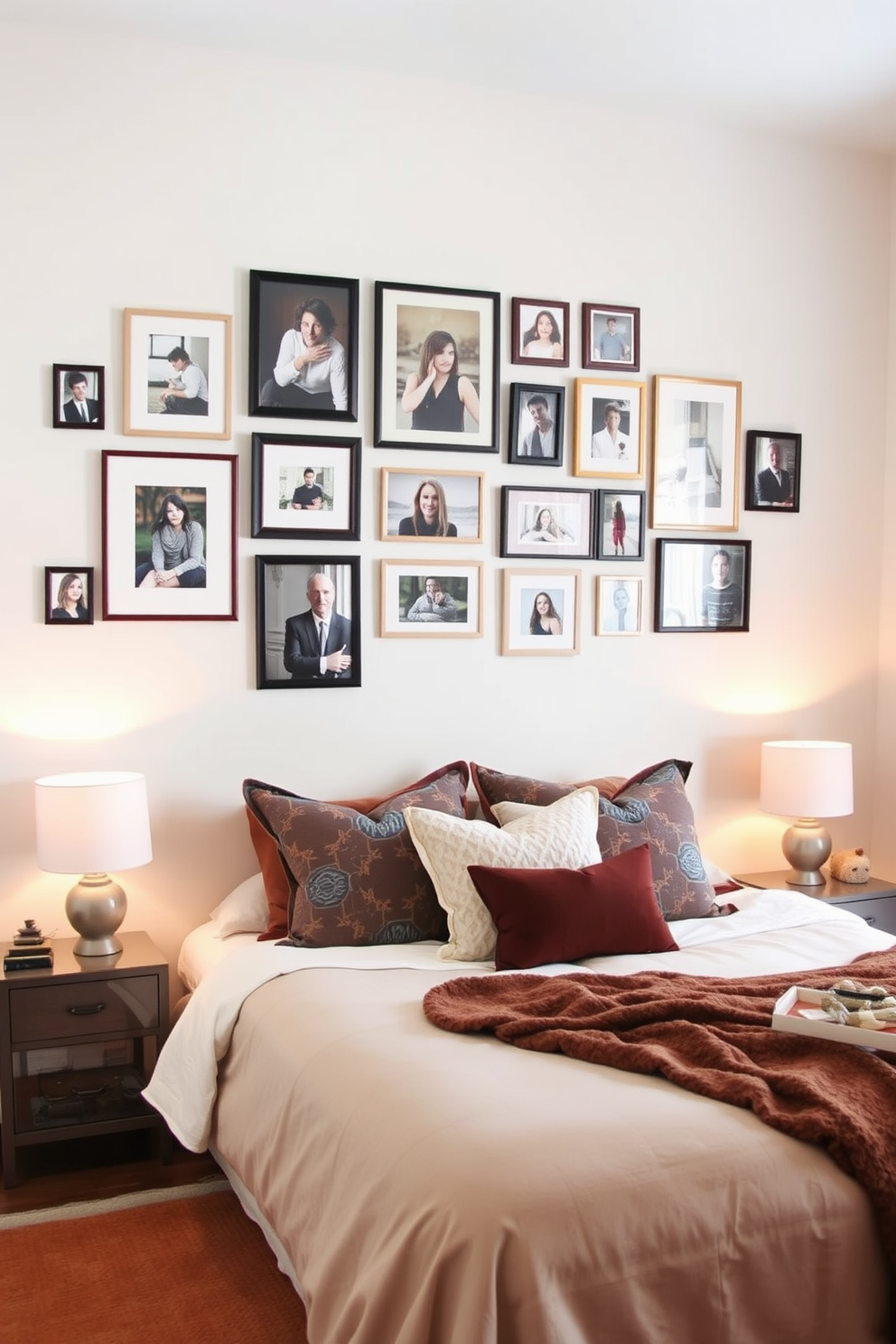 A cozy bedroom featuring vintage furniture pieces that add character and charm. The room includes a beautifully aged wooden bed frame, an antique dresser, and a plush armchair upholstered in a rich fabric. Soft, warm lighting creates an inviting atmosphere, enhancing the textures of the vintage decor. A patterned area rug lies on the hardwood floor, complementing the overall design while providing comfort underfoot.