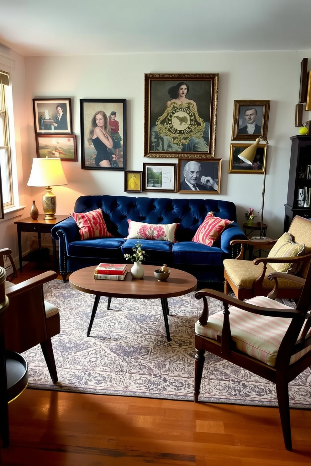 A cozy living room setting featuring a plush sectional sofa adorned with soft throw pillows. In the center, a stylish coffee table with built-in storage options invites relaxation and organization. The walls are painted in a warm beige tone, complemented by a soft area rug that adds texture. A pair of elegant floor lamps provide warm lighting, enhancing the inviting atmosphere of the space.