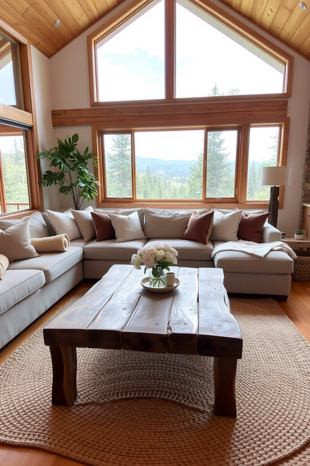 A cozy reading nook corner features a plush armchair upholstered in soft fabric, positioned beside a large window that allows natural light to flood the space. A small wooden side table holds a steaming cup of tea and a stack of well-loved books, while a warm throw blanket is draped over the armchair for added comfort. Surrounding the nook, the living room is designed with a neutral color palette, accented by vibrant cushions and a soft area rug that invites relaxation. Shelves filled with books and decorative items line the walls, creating an inviting atmosphere perfect for curling up with a good read.