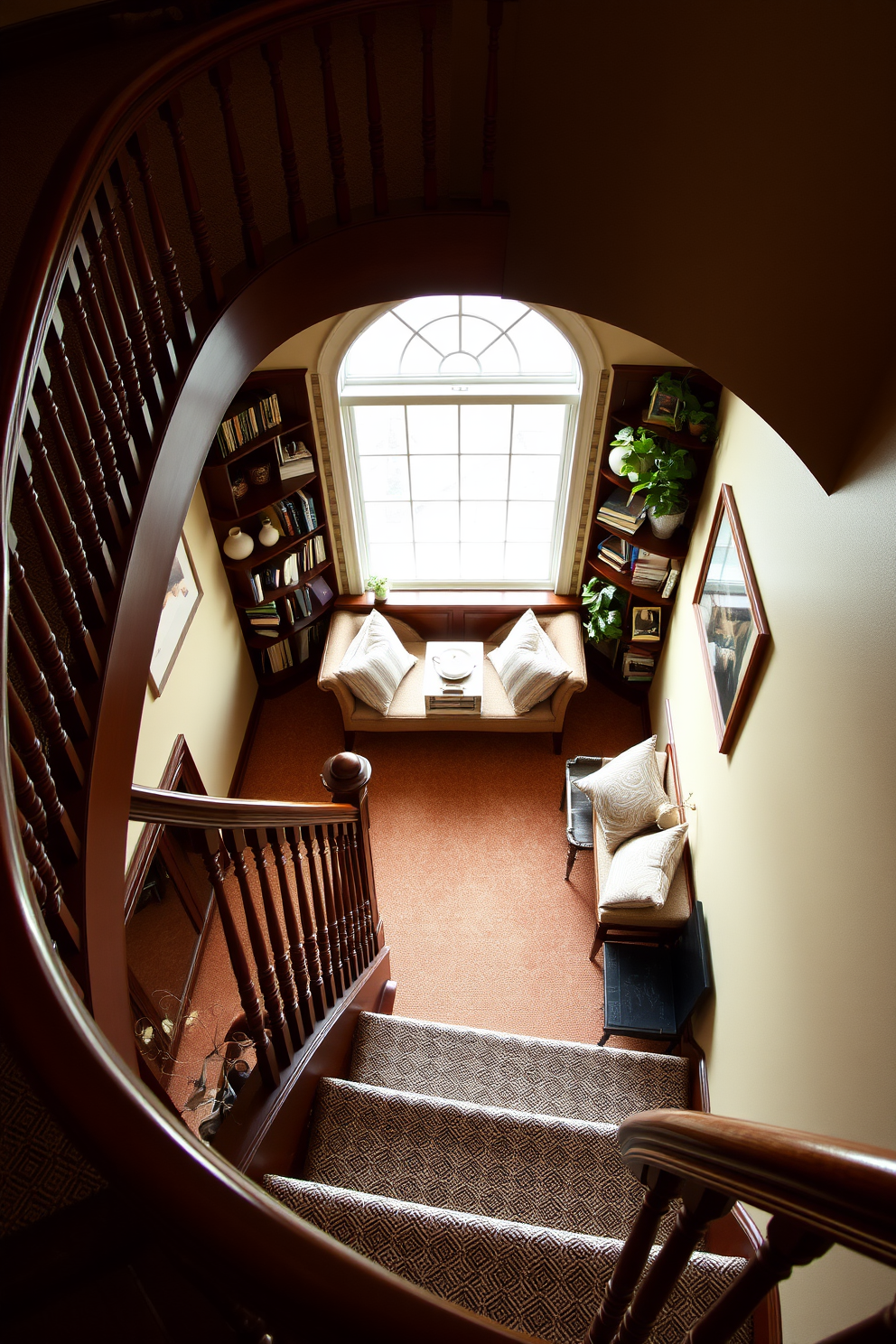 A stunning staircase featuring open risers that create an airy and spacious atmosphere. The design incorporates a graceful curved structure that adds elegance and sophistication to the entryway.