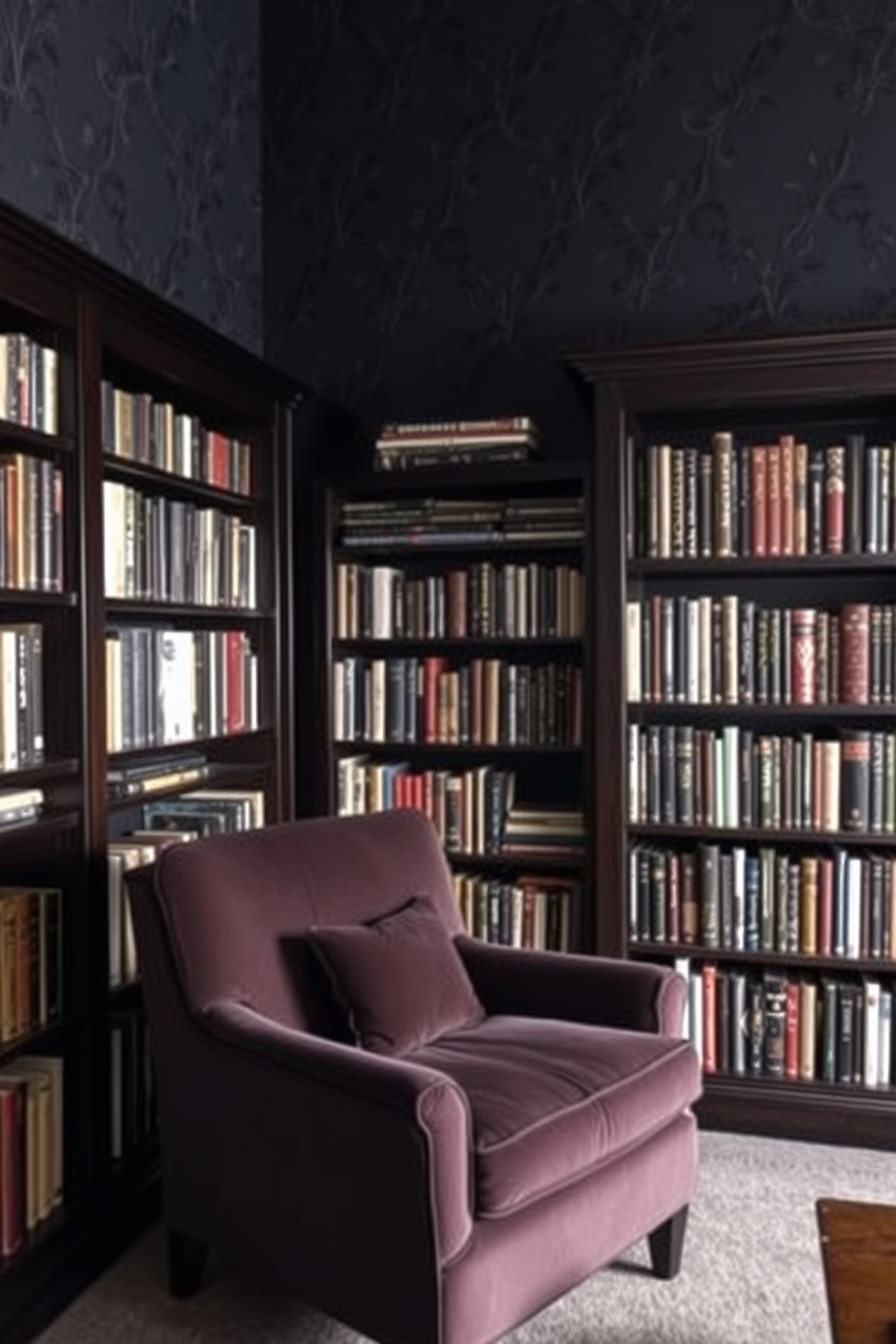 A grand home library featuring large windows with dark trim accents that flood the space with natural light. The walls are lined with rich wooden bookshelves filled with an extensive collection of books, creating a cozy yet sophisticated atmosphere.