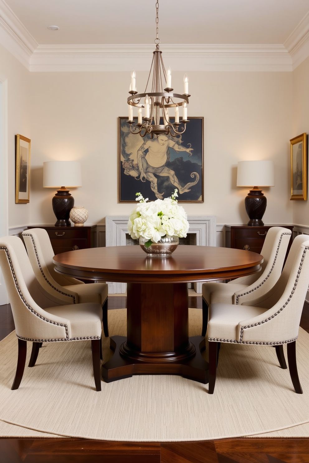 A textured concrete table with a minimalist design serves as the centerpiece of the dining room. Surrounding the table are sleek, modern chairs that complement the industrial aesthetic, creating an inviting yet sophisticated atmosphere.