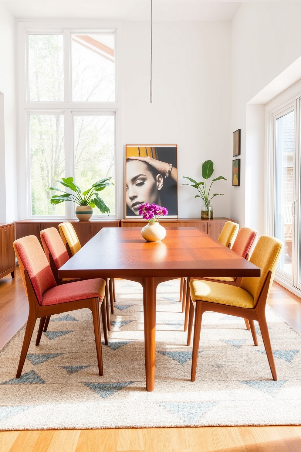 A compact foldable table designed for small spaces. It features a sleek wooden surface with metal legs that can be easily collapsed for storage. Surrounding the table are minimalist chairs that can be tucked underneath when not in use. The color palette consists of soft neutrals, enhancing the sense of space and light in the dining area.