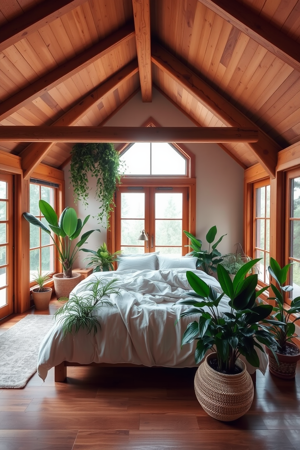 A serene bedroom space featuring a plush king-sized bed dressed in crisp white linens and a deep navy velvet headboard. Soft ambient lighting creates a warm glow, while a pair of elegant nightstands with brushed gold accents frame the bed. The walls are painted in a soft blush hue, providing a gentle contrast to the dark wood flooring. A large abstract painting with shades of pink and gold hangs above the bed, adding a touch of sophistication to the room.