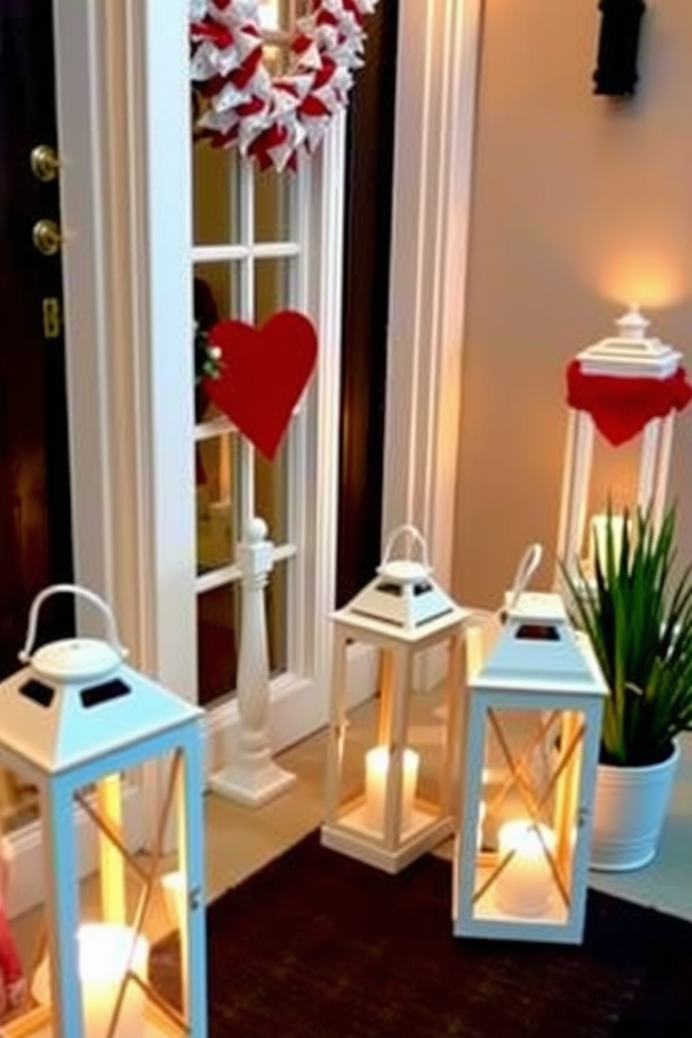 A charming entryway adorned with cupids and cherubs figurines creates a whimsical atmosphere for Valentine's Day. The soft glow of string lights illuminates the space, enhancing the romantic theme with a touch of elegance.