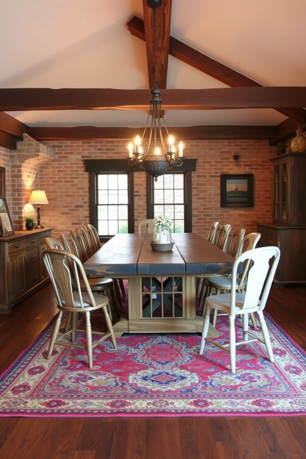 A European dining room featuring rich textured fabrics that create a warm and inviting atmosphere. The dining table is surrounded by upholstered chairs in deep hues, and a stunning chandelier hangs above, casting a soft glow over the space.