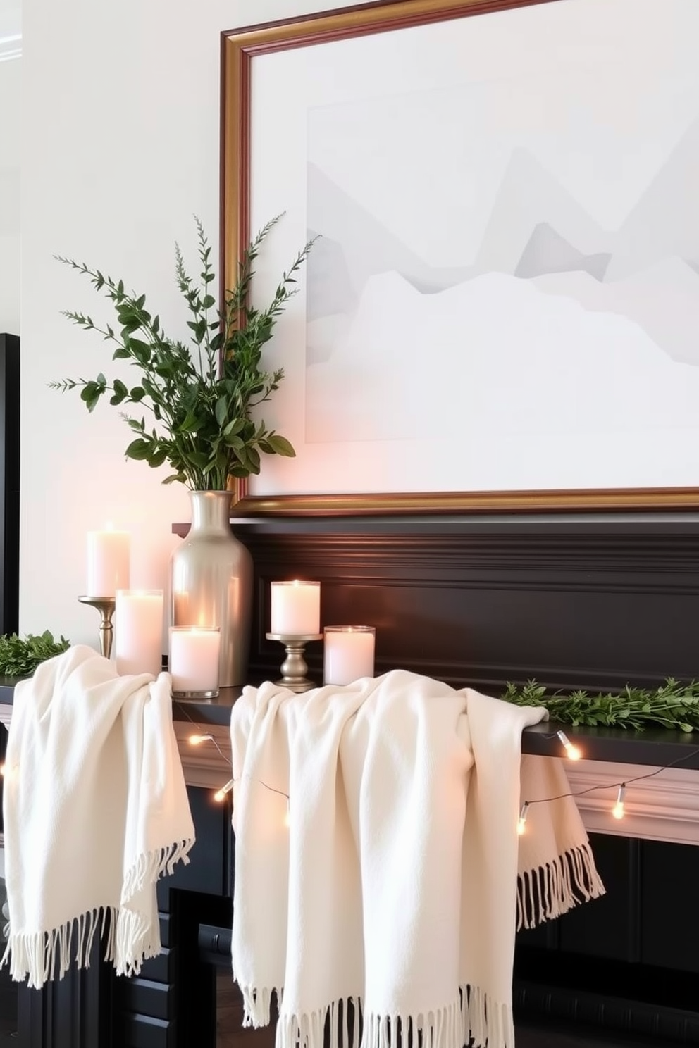 A warm and inviting dining room setting showcases a wooden table adorned with a vibrant autumn-themed table runner featuring rich oranges and deep reds. Surrounding the table are mismatched vintage chairs, each with a unique cushion that complements the seasonal colors. On the table, a centerpiece of pumpkins and gourds in various sizes adds a festive touch, while flickering candles in rustic holders create a cozy ambiance. The walls are painted in a soft cream, and a garland of dried leaves drapes elegantly along the table's edge.