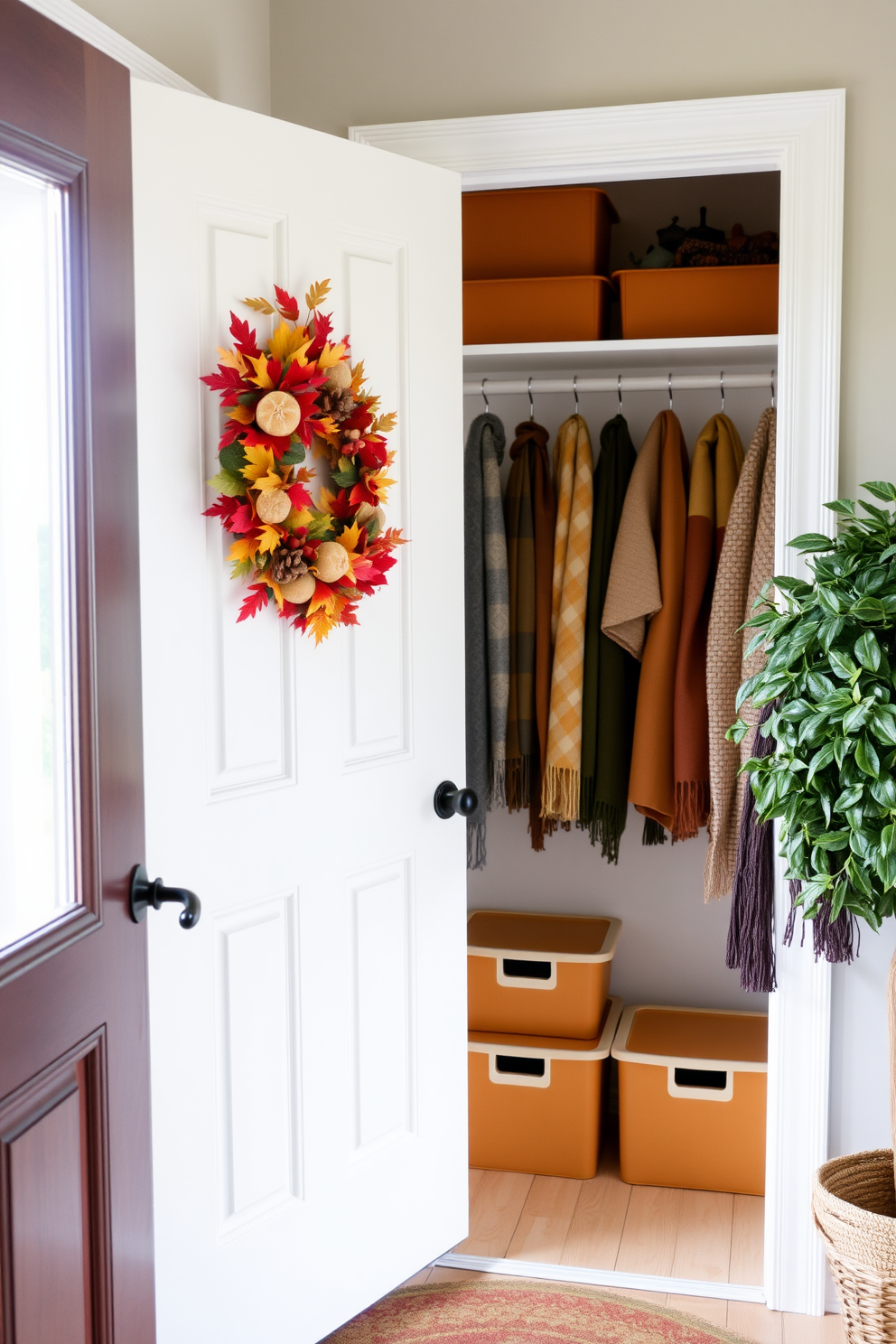 Display favorite boots as decor pieces. Arrange them on a stylish shelf with soft lighting to highlight their unique designs. Incorporate seasonal elements like autumn leaves or small pumpkins around the boots. Use a neutral backdrop to ensure the boots stand out as focal points in your fall closet decor.