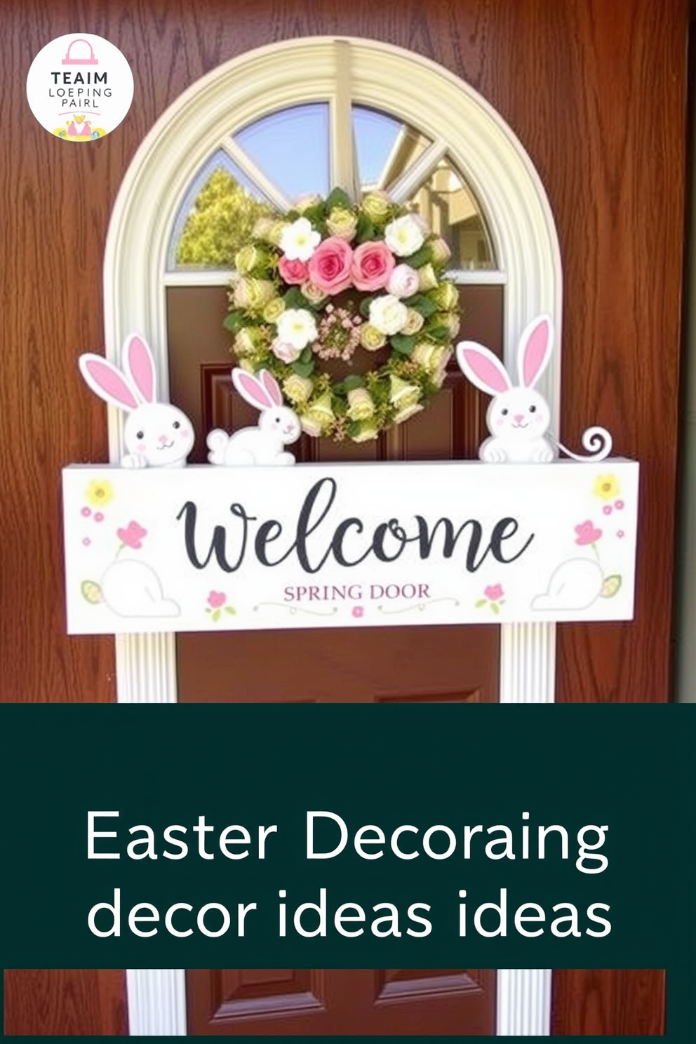 A charming door sign features a cute bunny butt design, perfect for adding a whimsical touch to your front door. The sign is painted in pastel colors with playful lettering that welcomes guests to your home for Easter celebrations.