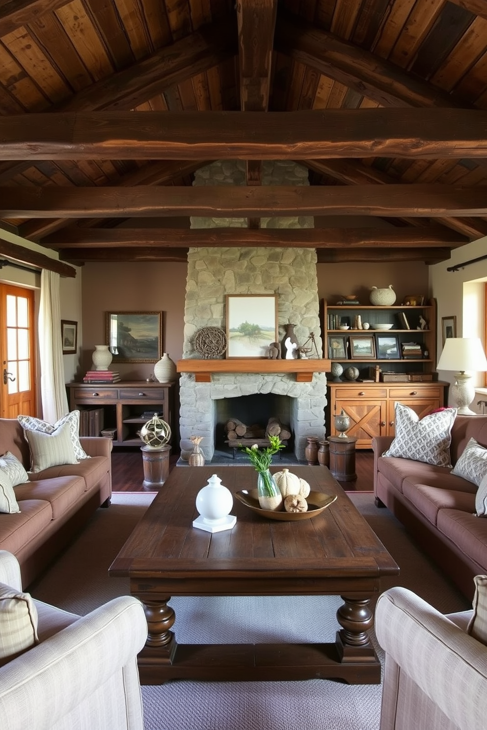 A cozy German living room featuring layered textiles that create visual interest. Plush sofas adorned with various throw pillows in rich textures and patterns invite relaxation. The walls are decorated with warm wood paneling, complemented by a statement area rug that adds depth to the space. Soft lighting from stylish fixtures enhances the inviting atmosphere, making it perfect for gatherings.