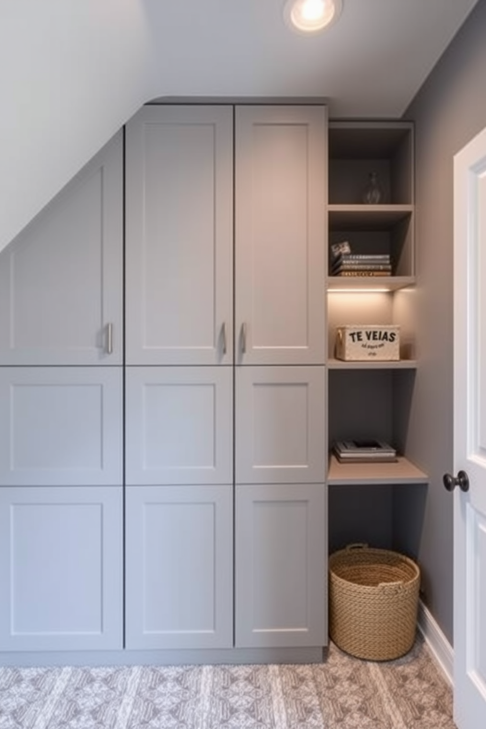 Functional gray storage solutions for organization. Incorporate sleek cabinets and open shelving that blend seamlessly with the gray walls, creating a cohesive look while maximizing space. Gray attic room design ideas. Use sloped ceilings to your advantage by adding built-in furniture and cozy nooks, ensuring the room feels inviting and well-utilized.