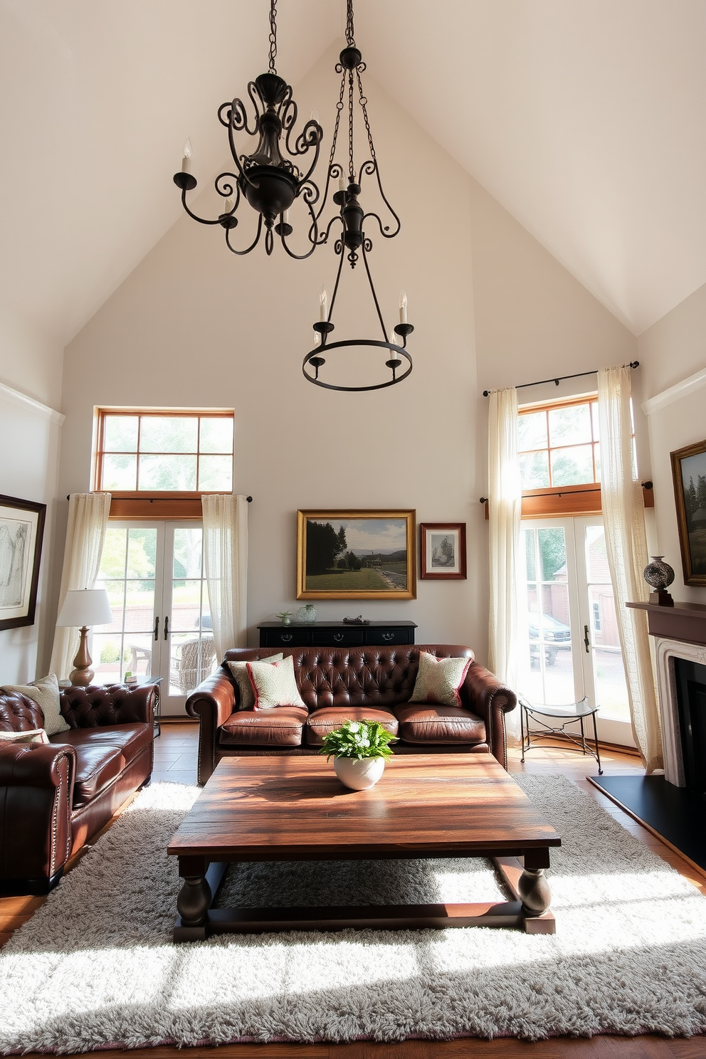 A high ceiling living room features sculptural furniture that adds artistic flair to the space. The arrangement includes a statement sofa with unique curves and a coffee table that resembles a piece of modern art. Large windows allow natural light to flood the room, highlighting the textures and colors of the furnishings. The walls are adorned with contemporary art pieces that complement the overall aesthetic.