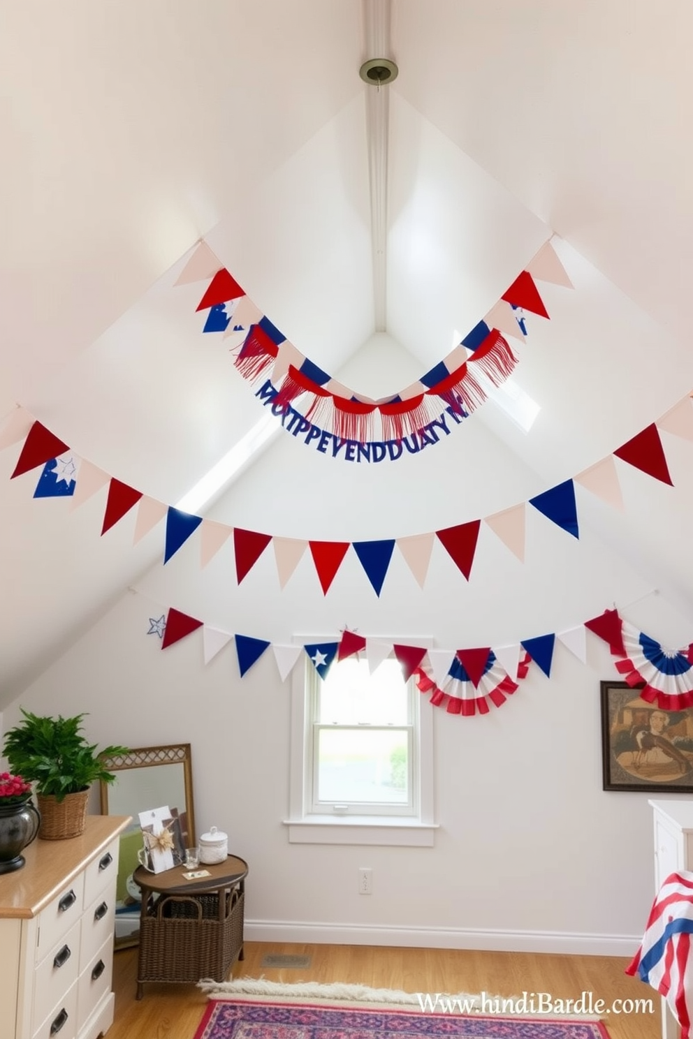 Vintage picnic baskets as decor. Arrange a collection of various sized baskets on a rustic wooden shelf, incorporating red, white, and blue accents to celebrate Independence Day. Attic decorating ideas. Transform the attic into a cozy reading nook by adding a plush armchair, soft lighting, and a small bookshelf filled with your favorite novels.