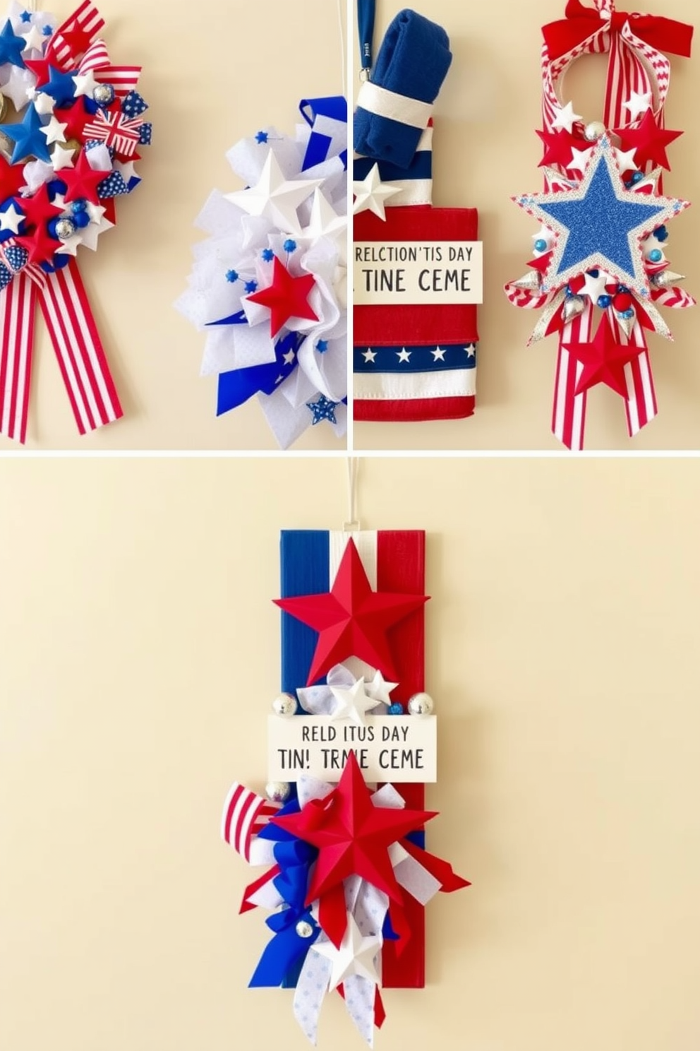 Festive napkin rings adorned with vibrant flag motifs create a cheerful table setting for Independence Day celebrations. These decorative accents, crafted from red, white, and blue materials, add a touch of patriotism to your dining experience.