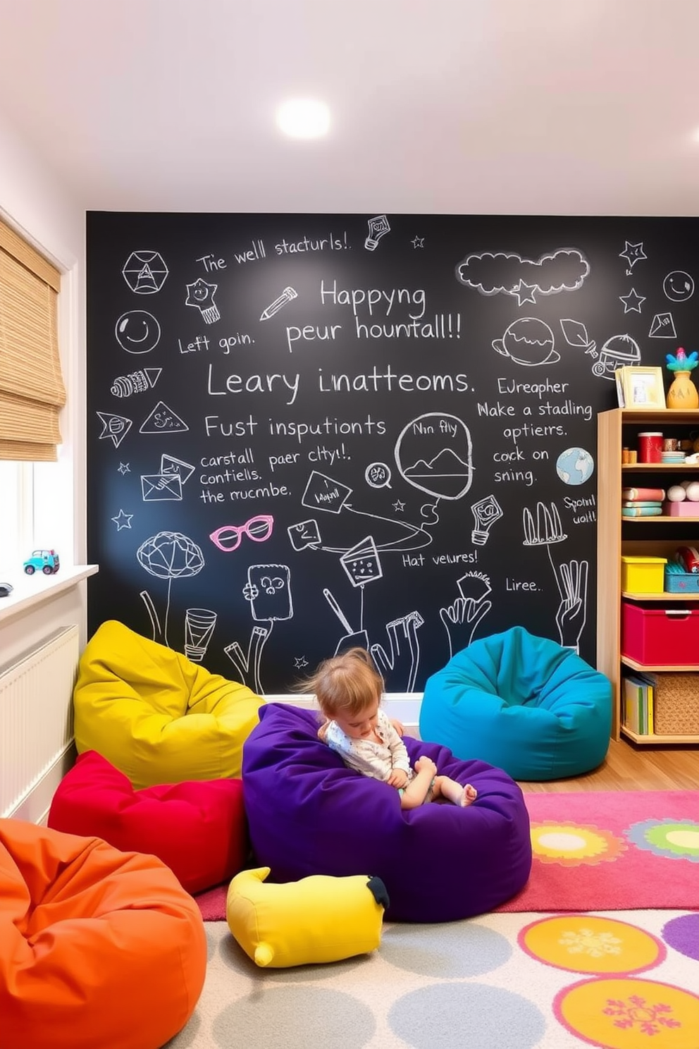 Interactive wall panels designed for a vibrant kids playroom. The walls are adorned with colorful panels featuring various textures and shapes that encourage imaginative play and creativity.