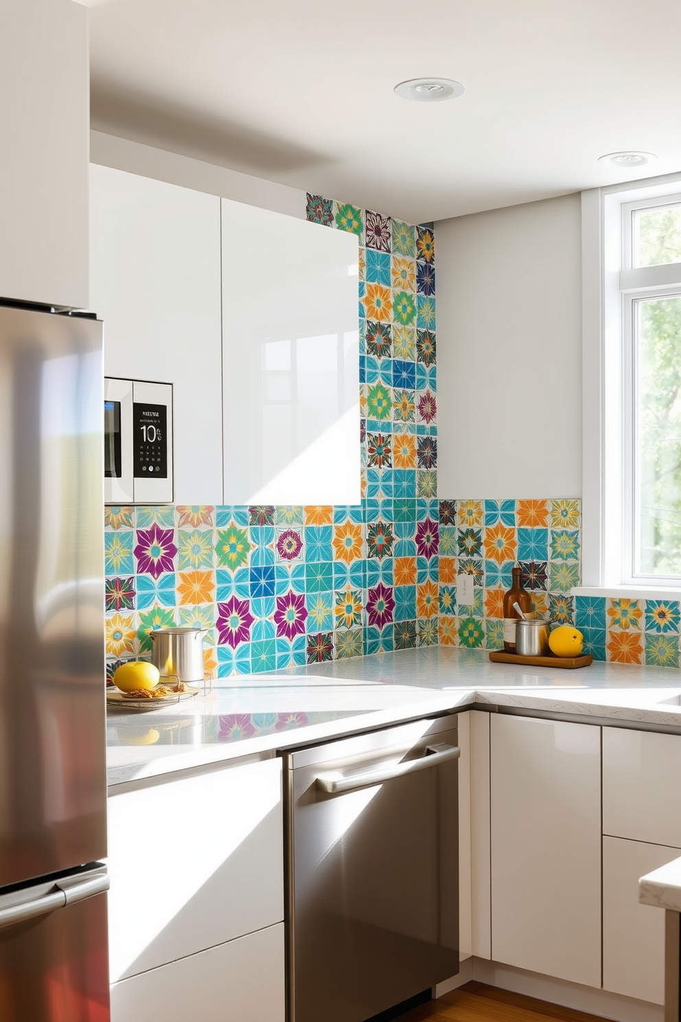 A classic kitchen backsplash features a striking black and white checkerboard pattern that adds timeless elegance to the space. The glossy tiles reflect light beautifully, enhancing the overall brightness of the kitchen while providing a charming focal point. Surrounding the backsplash, sleek cabinetry in a contrasting color creates a sophisticated balance. The combination of textures from the tiles and cabinetry brings depth and interest to the kitchen design.