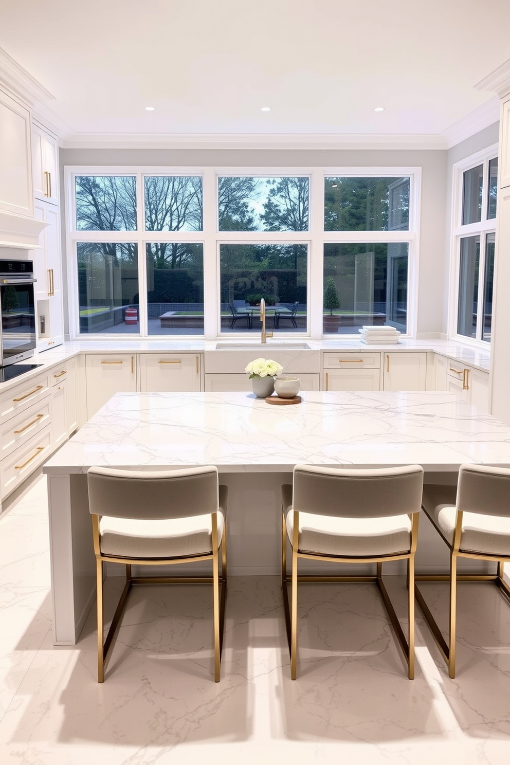 A modern kitchen that emphasizes eco-friendly materials and sustainable design. The cabinetry is made from reclaimed wood, and the countertops are crafted from recycled glass, creating a stunning yet environmentally conscious look. Natural light floods the space through large windows, highlighting the energy-efficient appliances and bamboo flooring. Potted herbs sit on the windowsill, adding a touch of greenery and practicality to this stylish, sustainable kitchen.