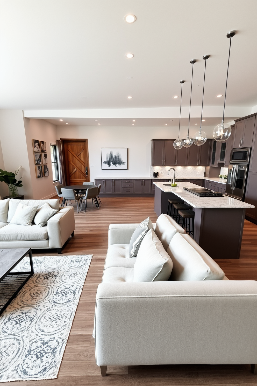 A bright and airy L-shaped kitchen featuring a large window above the sink that overlooks a thriving herb garden. The countertops are made of polished granite, and the cabinets are a soft white, complemented by brushed nickel hardware.