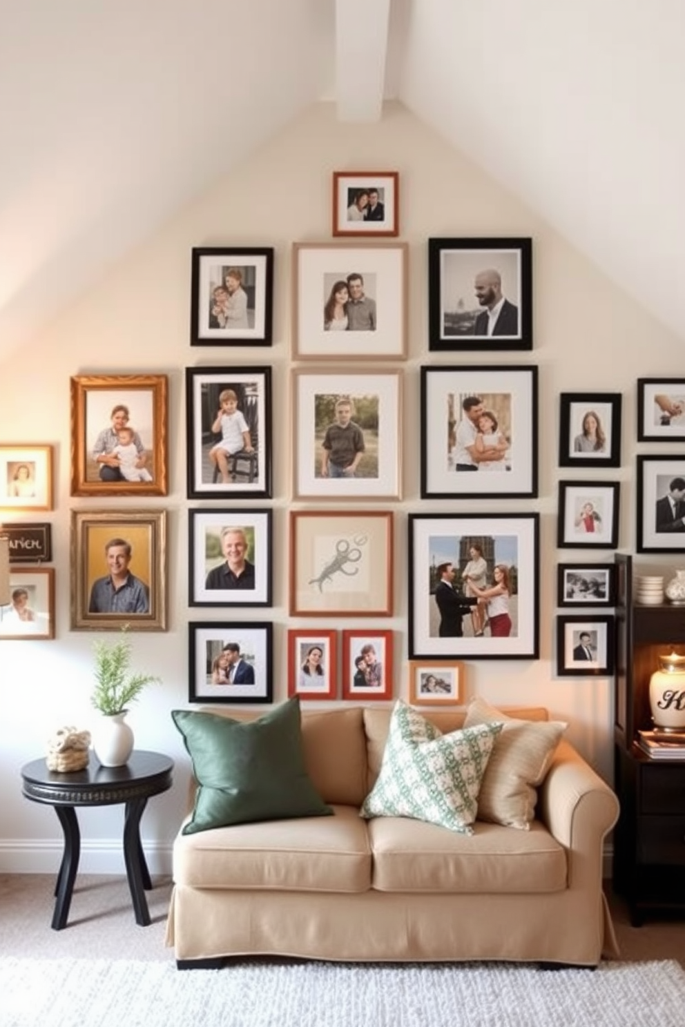 Create a gallery wall featuring an eclectic mix of framed art pieces that celebrate Labor Day. Incorporate vibrant colors and themes that evoke the spirit of the holiday, using various frame styles for added visual interest. Design an inviting attic space that showcases creative decorating ideas for Labor Day gatherings. Use cozy furnishings, seasonal decor, and warm lighting to create a festive atmosphere perfect for entertaining.